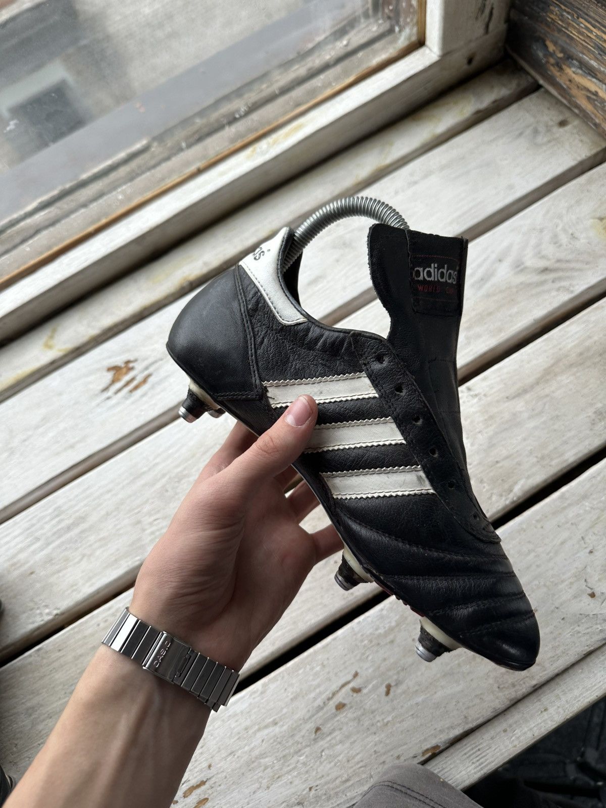 Adidas 🚨RARE ADIDAS 1996 WORLD CUP UNISEX BLACK LEATHER FOOTBAL Size US 5 / EU 37 - 14 Thumbnail