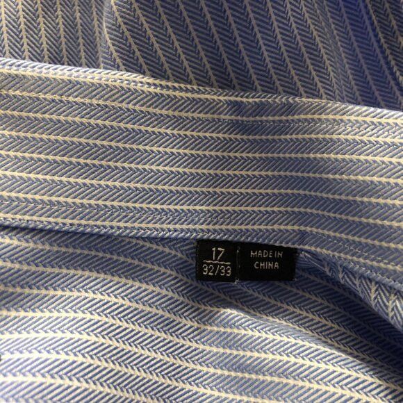 Hugo Boss Hugo boss mens blue striped cotton dress shirt size:17/32-33 Size US XL / EU 56 / 4 - 7 Thumbnail