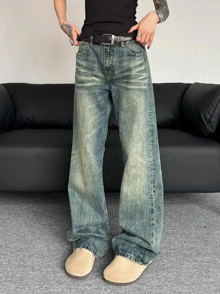 Japanese Brand Retro loose fitting straight leg micro flared jeans Size US 32 / EU 48 - 6 Thumbnail