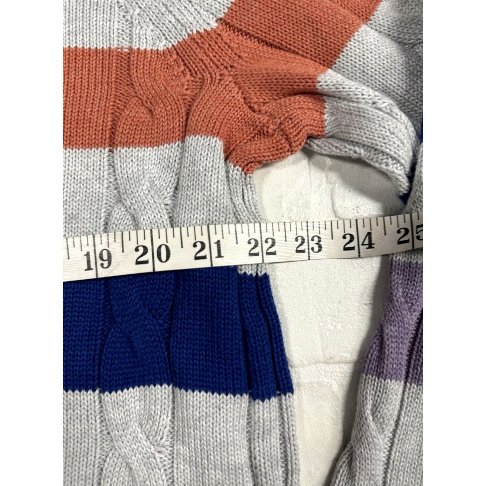 Brooks Brothers Brooks Brothers Cable Knit Sweater Womens XL Pastel Striped Long Sleeve Supima Pullover Crew Neck Casual Travel Business Size XL / US 12-14 / IT 48-50 - 7 Thumbnail
