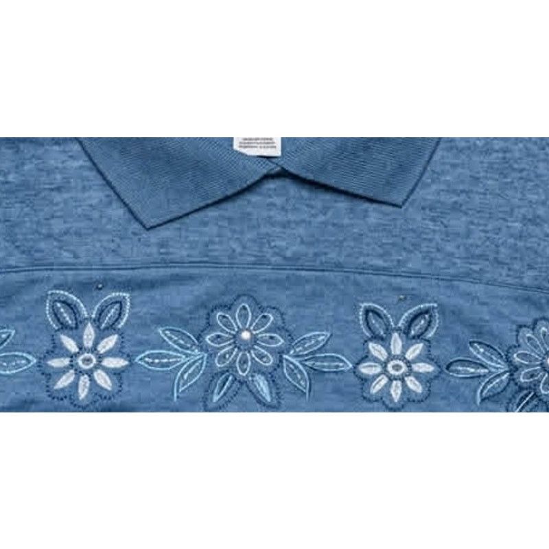Other NEW Alfred Dunner Blue Floral Embroidered Collar Sweater XL Size XL / US 12-14 / IT 48-50 - 2 Thumbnail