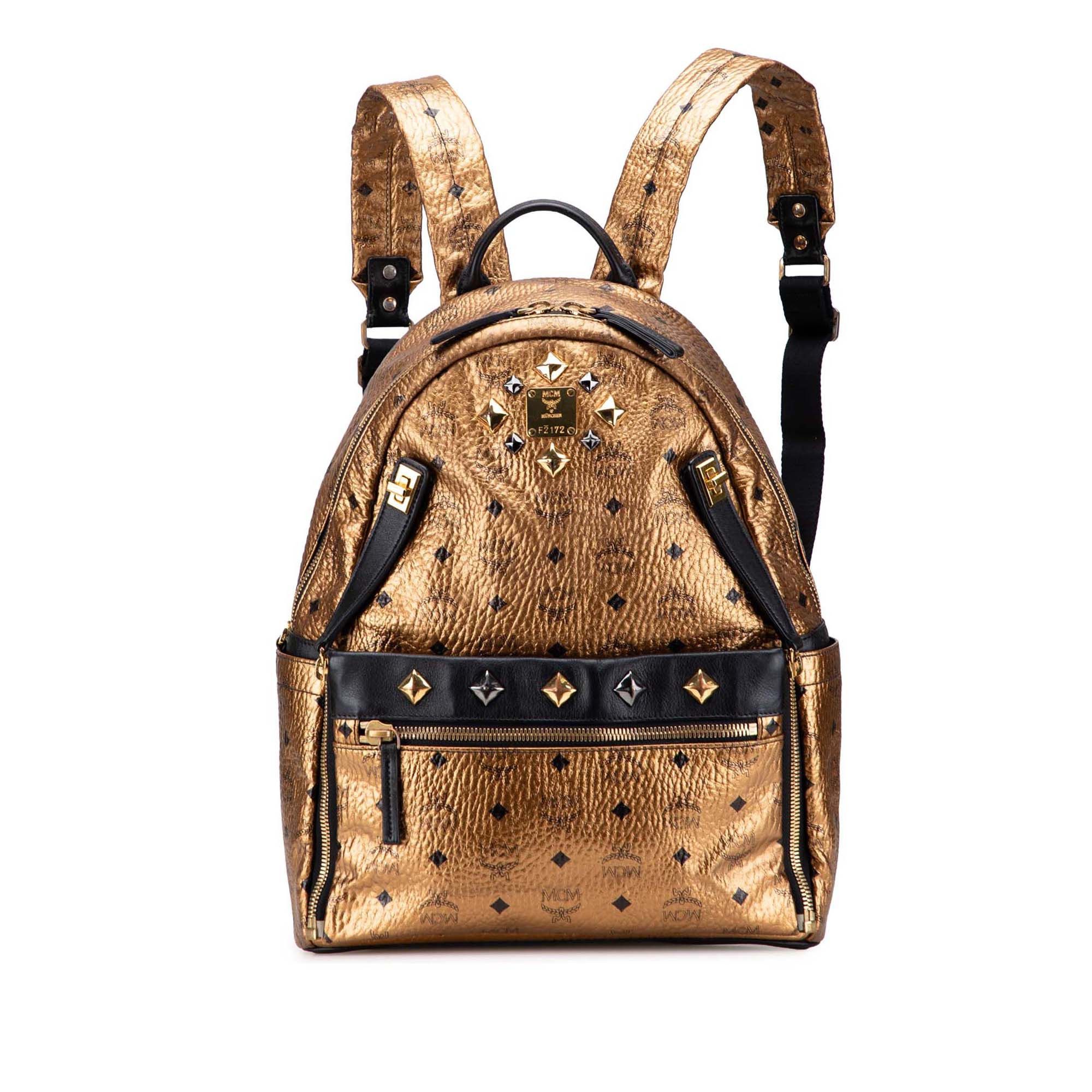 MCM Striped Studded Mini Backpack white-leather-mcm-handbag-  main image 2