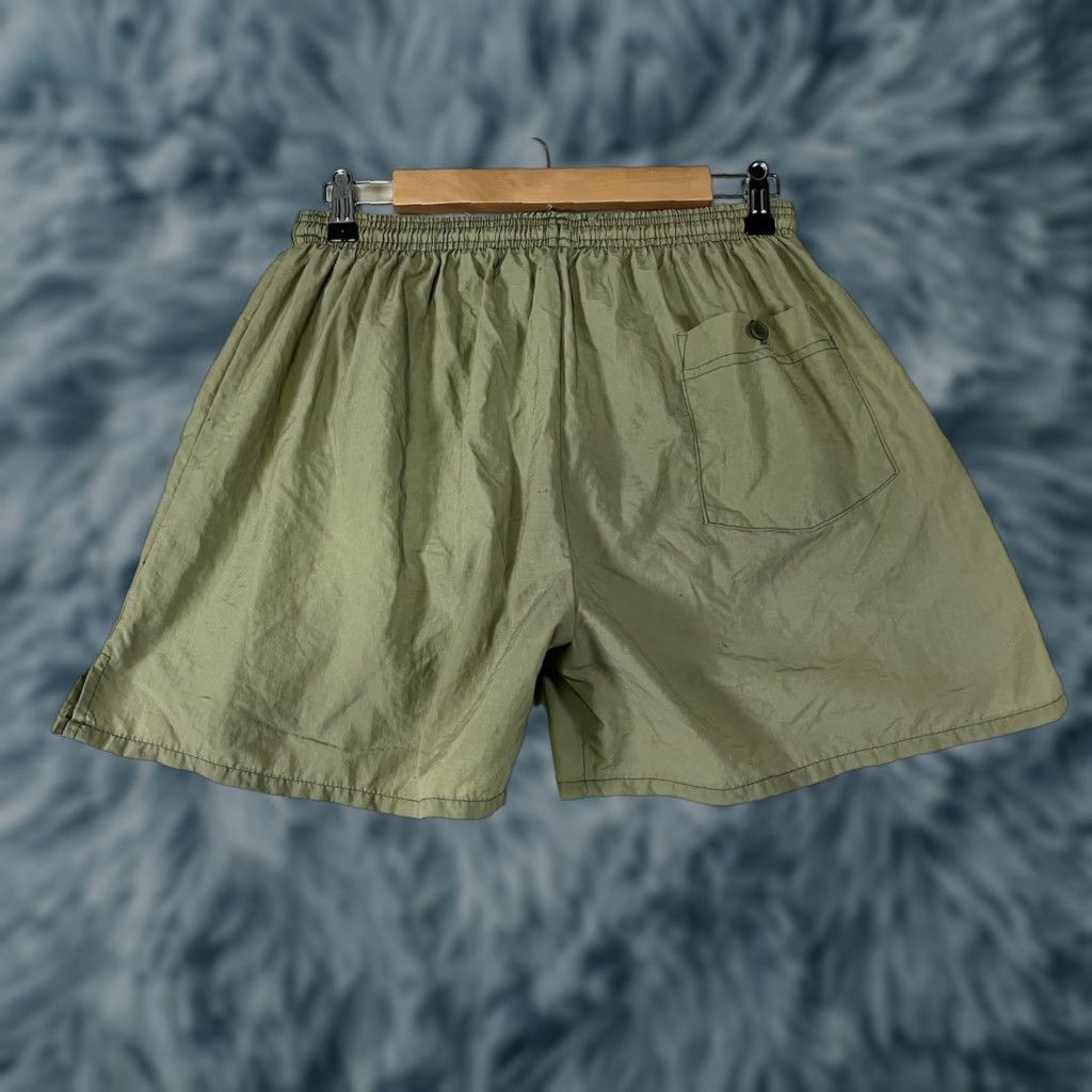 Vintage MX3 Mens Running Shorts Nylon Elastic Waist Drawstring Solid Green M Size US 31 - 1 Thumbnail