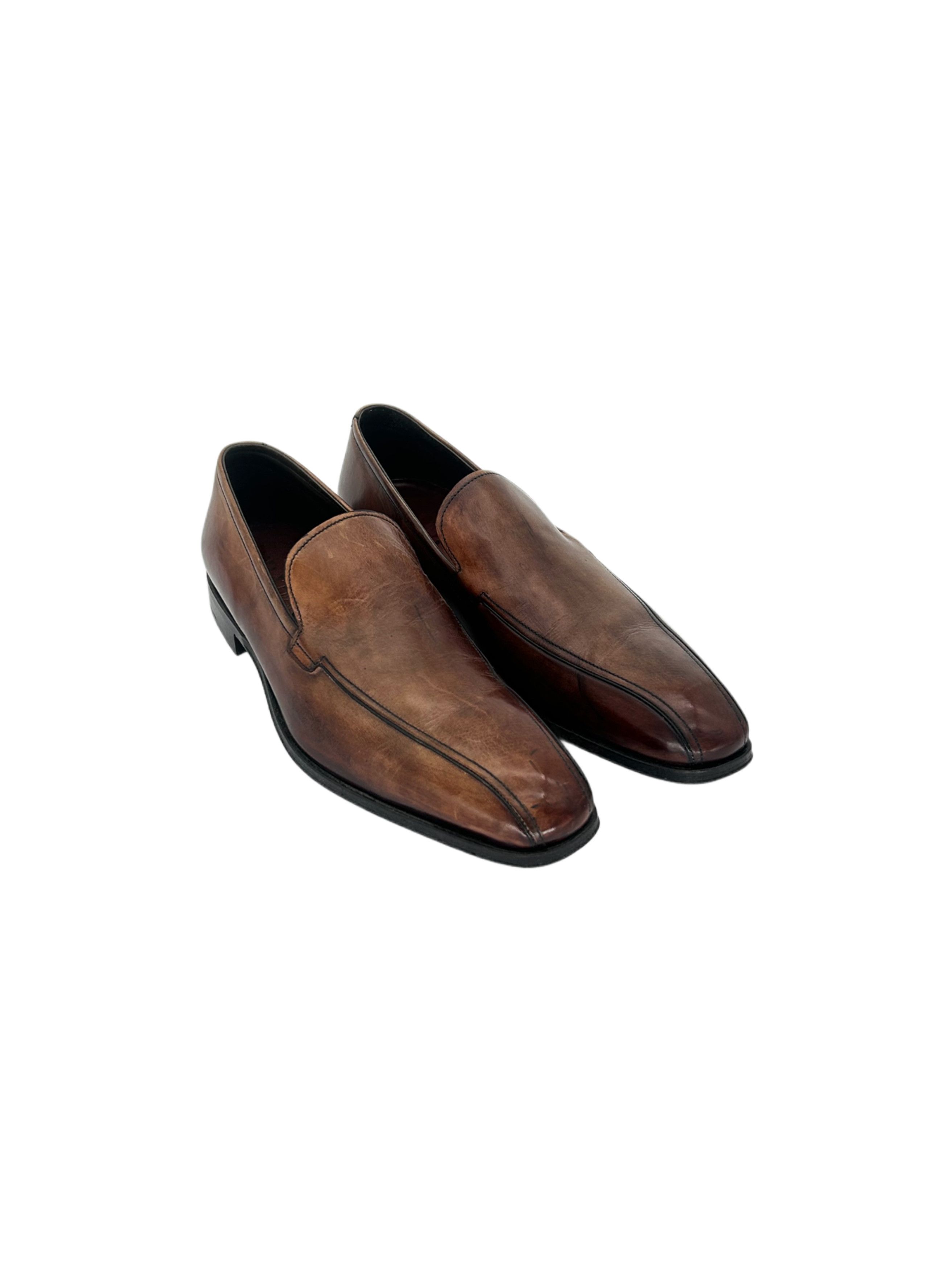 Prada Prada Burgundy Hi - Shine Leather Loafer Shoes Size US 7 / EU 40 - 1 Thumbnail