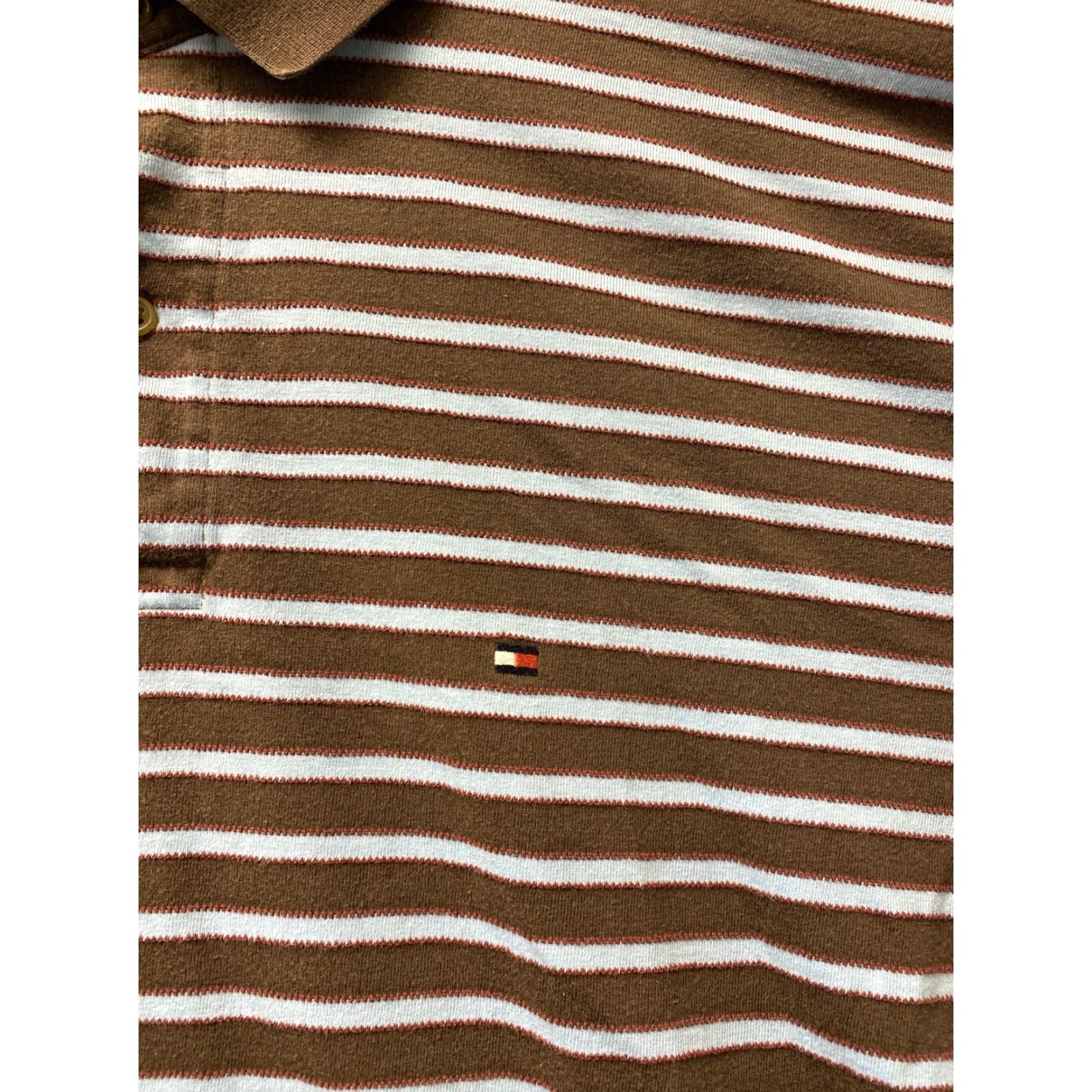 Tommy Hilfiger TOMMY HILFIGER Polo Shirt Mens 2XL Brown Striped Short Sleeve Casual Preppy Golf Size US XXL / EU 58 / 5 - 2 Thumbnail