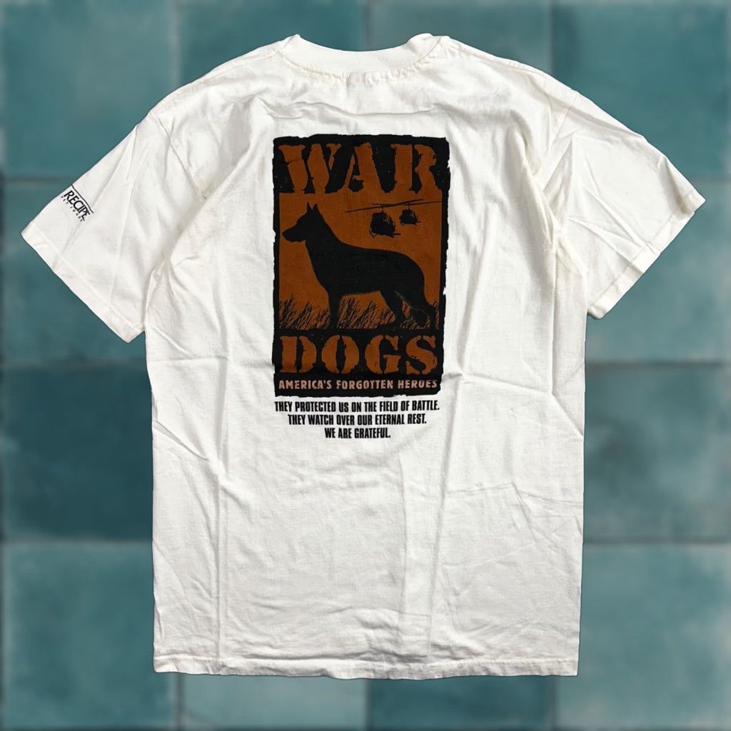 Anvil VINTAGE Anvil War Dogs Graphic T-Shirt 90s Large White Crew Neck Mens Size US L / EU 52-54 / 3 - 1 Thumbnail