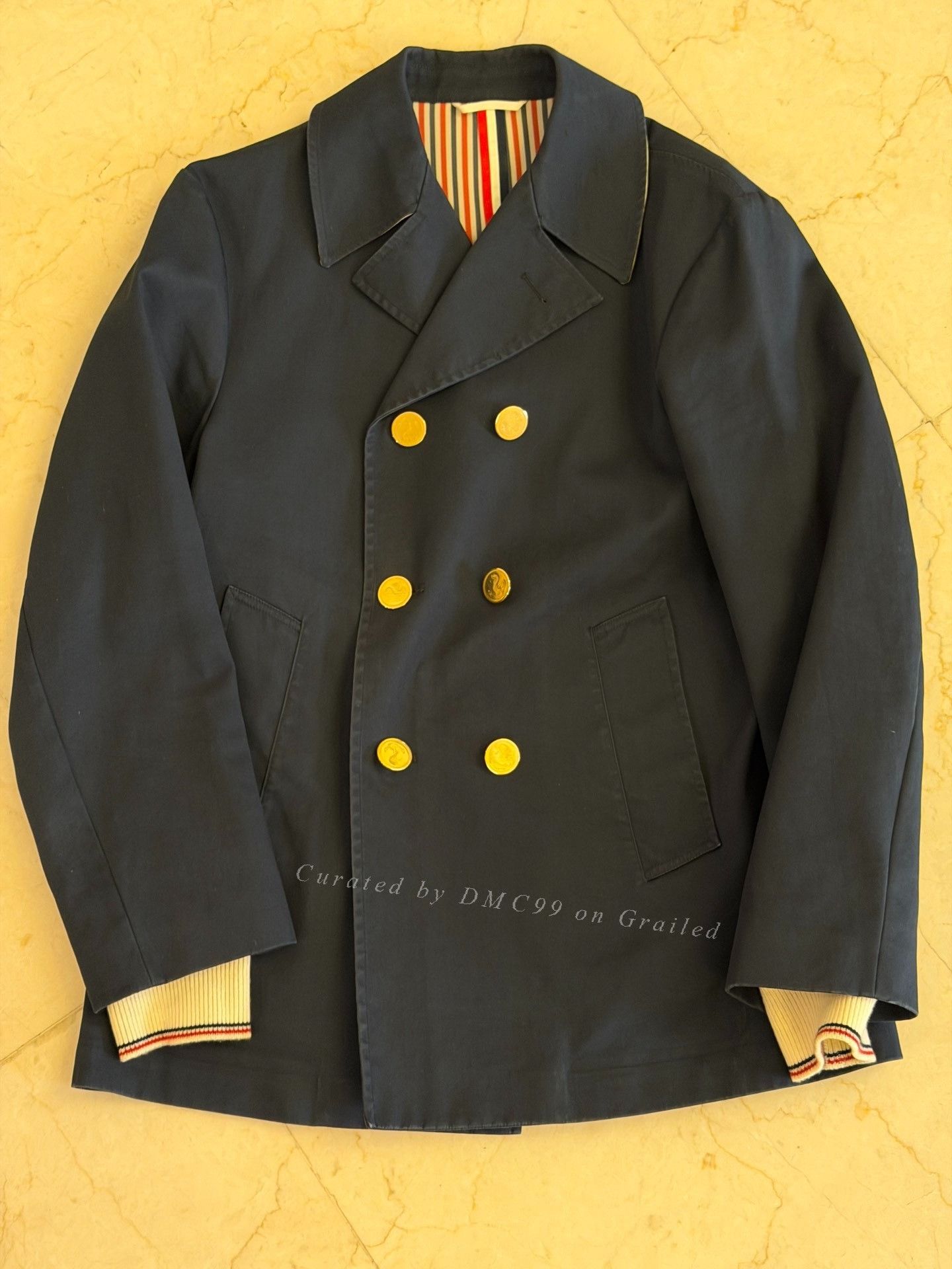 Thom Browne Thom Browne Navy Double-Breasted Coat Size US M / EU 48-50 / 2 - 1 Thumbnail