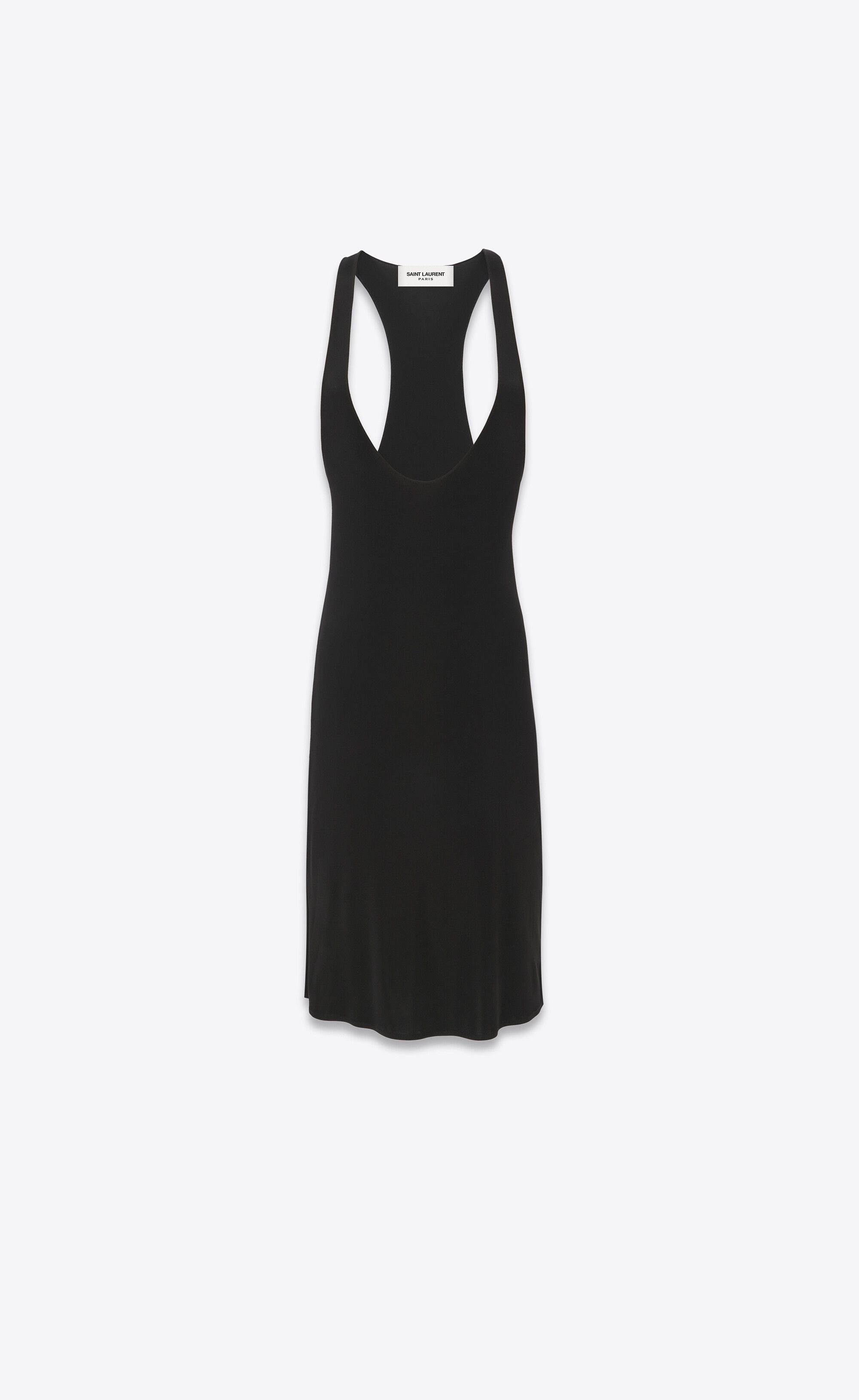 Saint Laurent Paris o1s1wg110125 765470 Racerback Dress in Shiny Jersey in Black Size S / US 4 / IT 40 - 1 Thumbnail