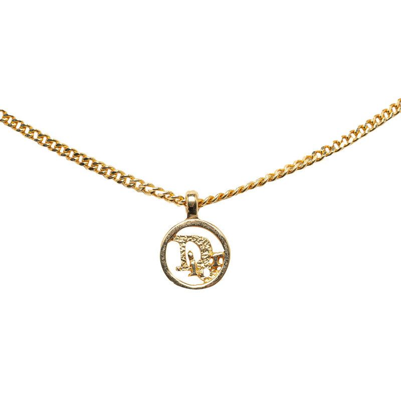 image of Dior Logo Pendant Necklace in Gold, Women's
