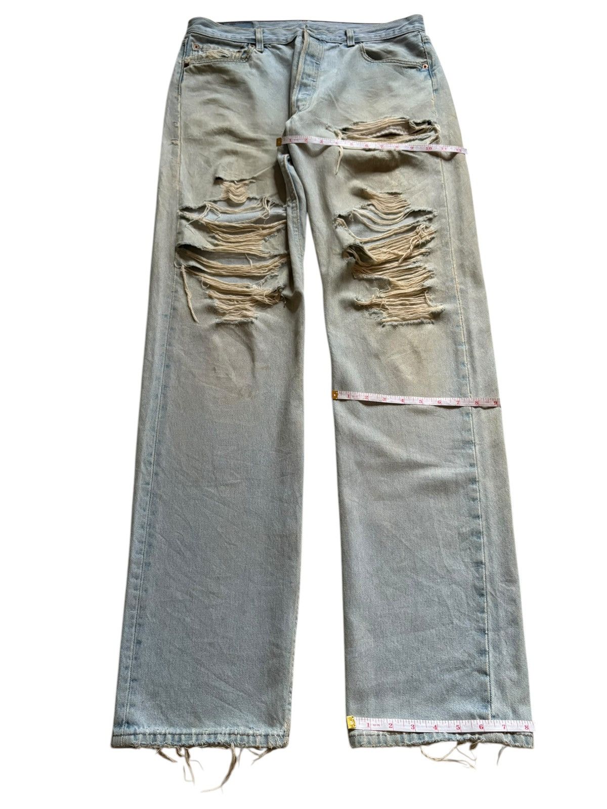 Levi's Vintage 90s Levis 501 Mud Wash Distress Ripped Loose Jeans Size US 35 - 13 Thumbnail