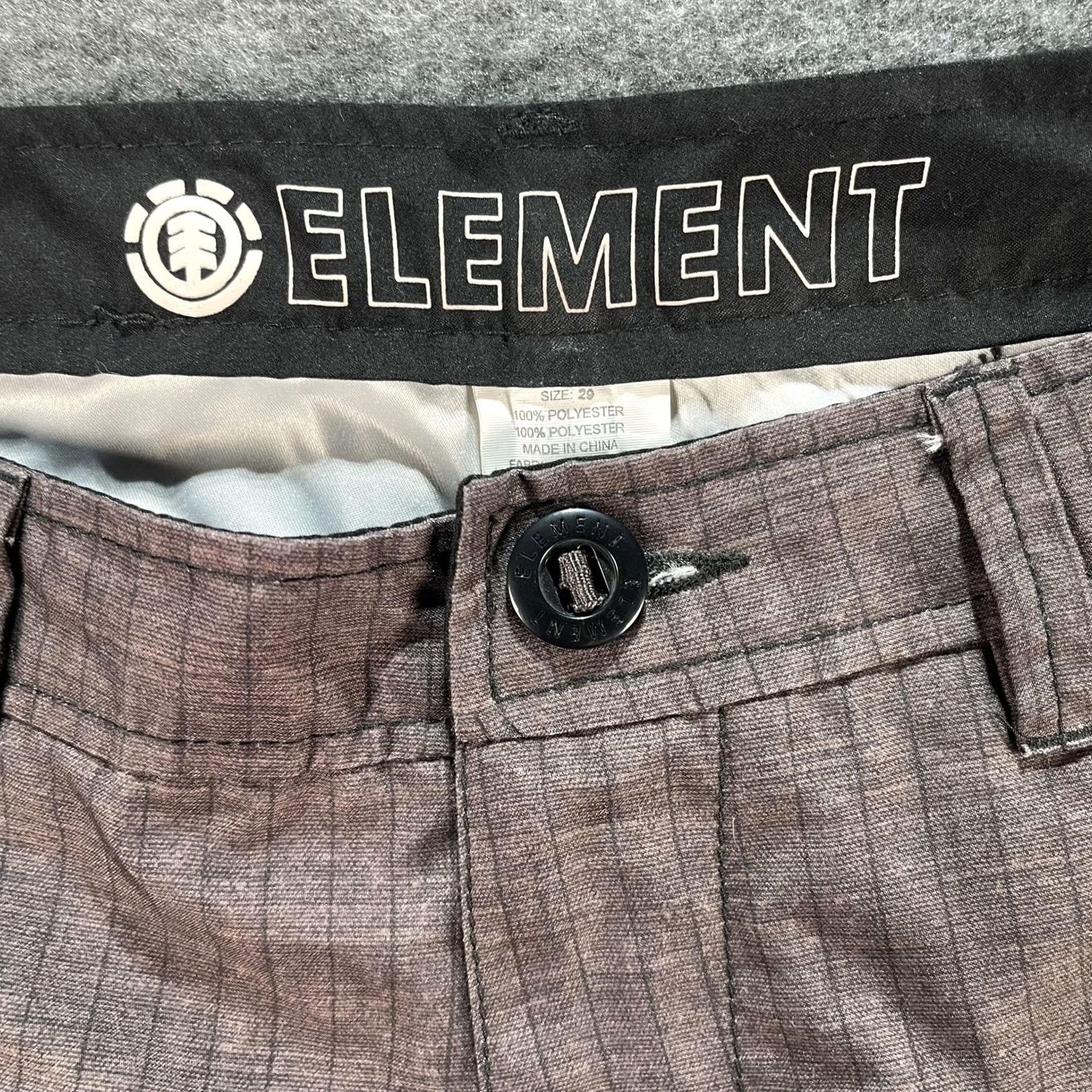 Element Element Shorts Mens 29 Brown Plaid Chino Casual Logo Polyester M256VHDE Size US 29 - 3 Thumbnail
