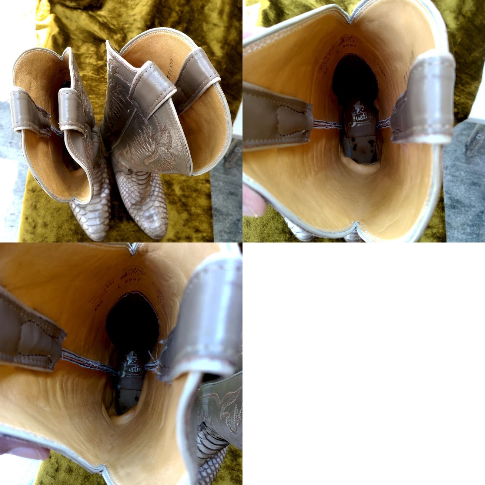 Justin Boots Justin Snakeskin Leather Cowboy Boots 6 1/2 B Brown Taupe Western L4441 USA 16" Boots Women Cowboy Western Snakeskin Handcrafted Leather Size US 7 / IT 37 - 11 Thumbnail