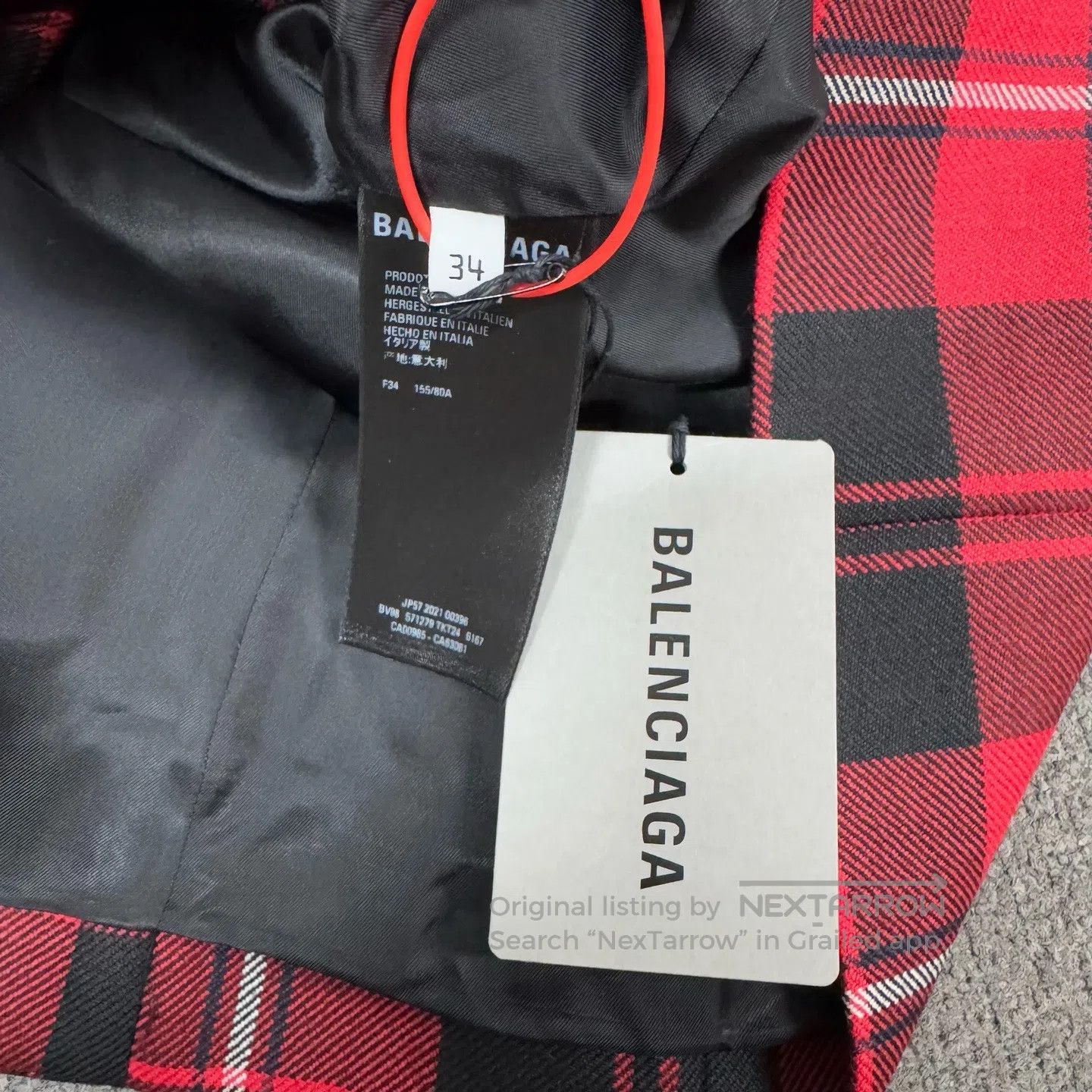 Balenciaga Balenciaga size 34 Red and black checkered wool hourglass s Size S / US 4 / IT 40 - 6 Thumbnail
