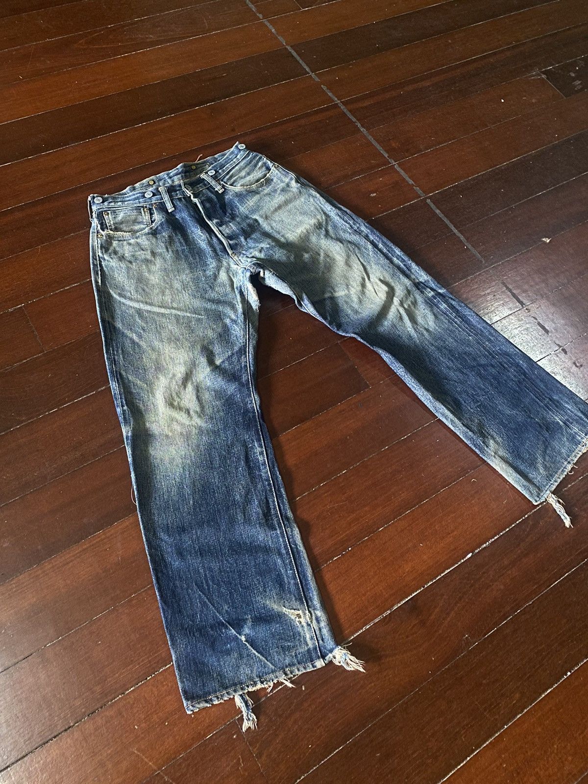 Vintage DENIME JAPAN Vintage Honeycomb Rusty distressed rework B1 Size US 31 - 2 Thumbnail