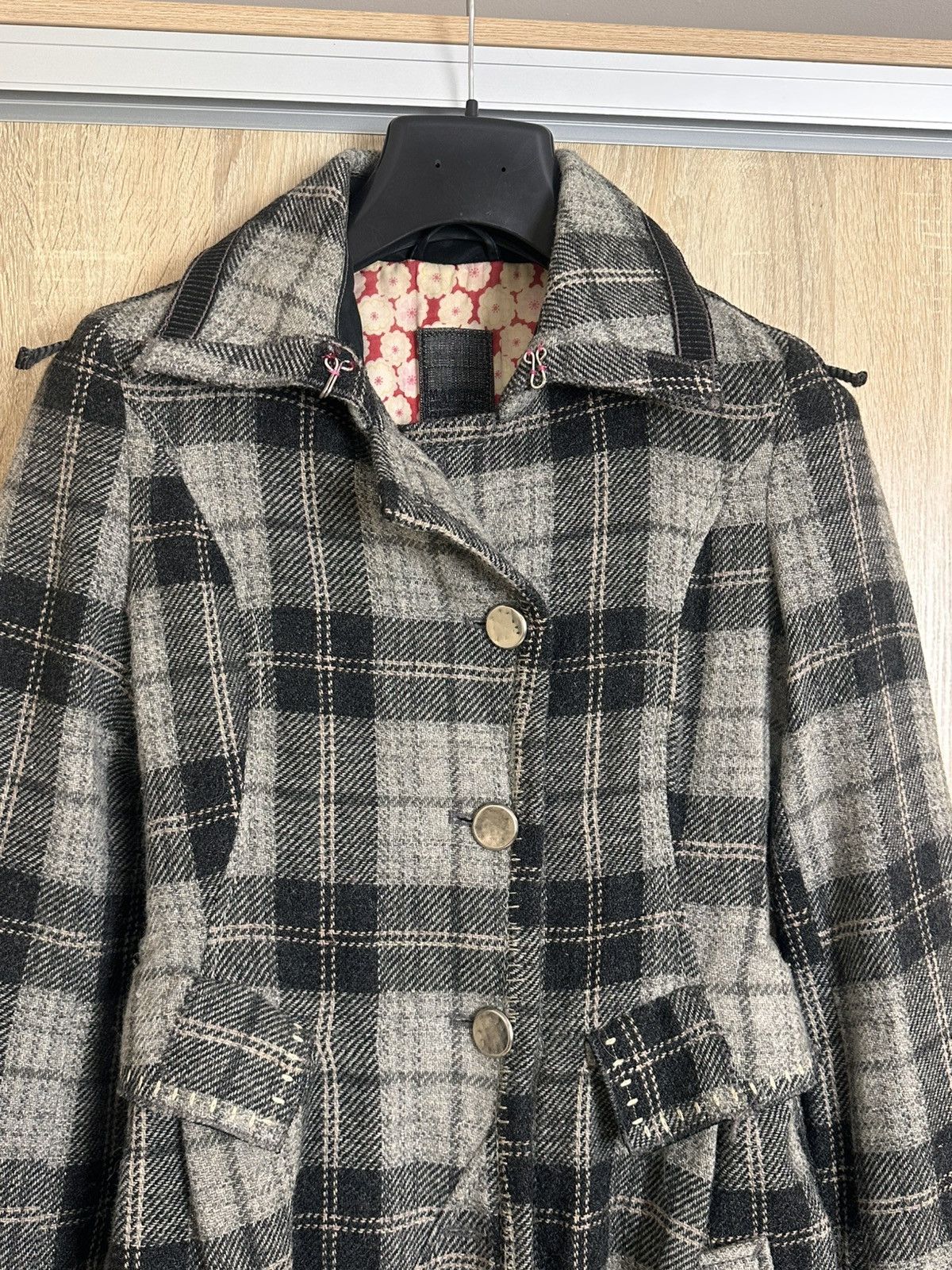 Marithe + Francois Girbaud 🔥 Marithe Francois Girbaud Wool Coat Jacket Check Pattern Size M / US 6-8 / IT 42-44 - 3 Thumbnail