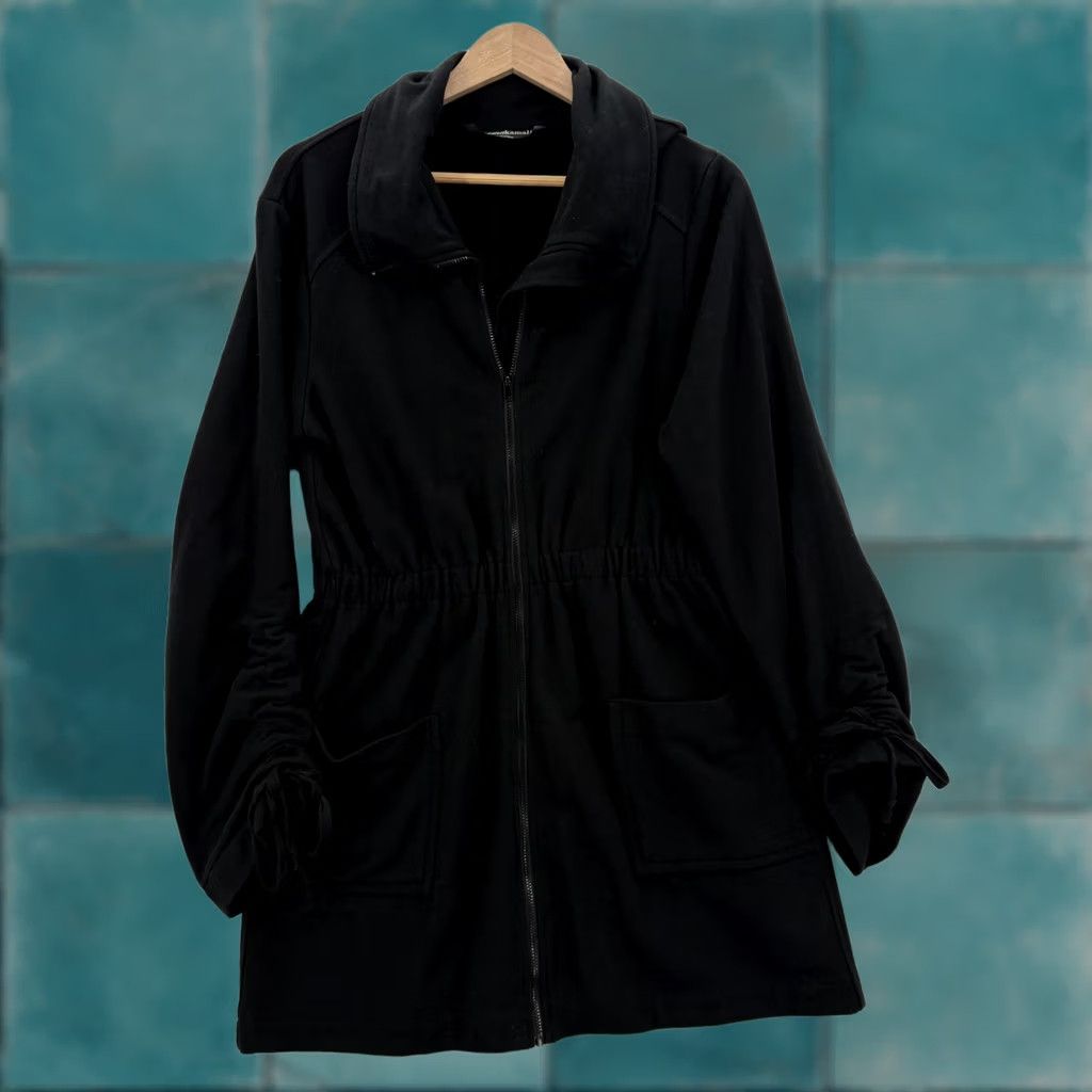 Norma Kamali Norma Kamali Coat Womens Medium Black French Terry Zip Elastic Waist Pockets Size M / US 6-8 / IT 42-44 - 1 Thumbnail