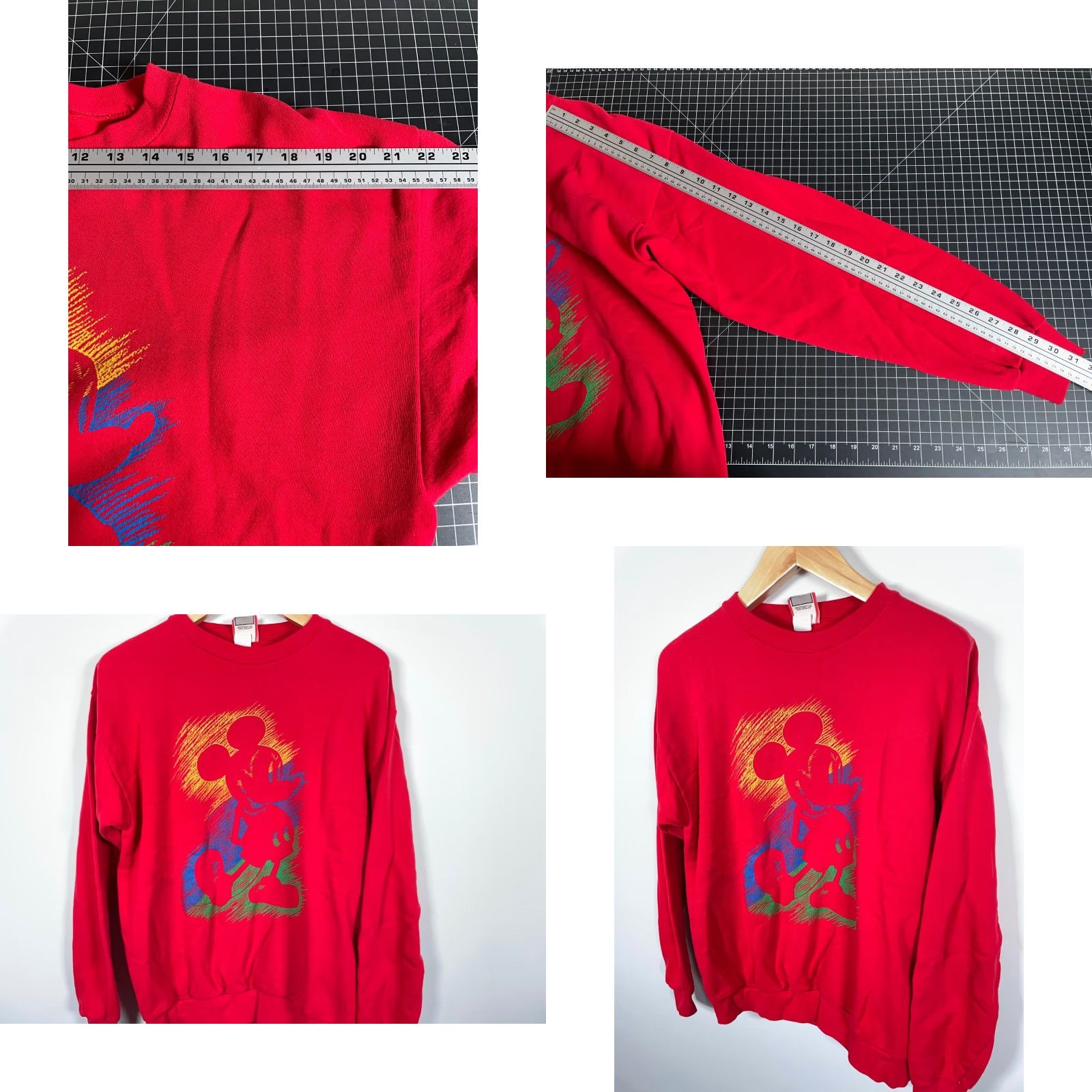 Disney VINTAGE Disney Mickey Mouse Sweatshirt Adult Large-XL Red Crewneck 90s Cartoon Retro Graphic Print Sweatshirt Men Size US L / EU 52-54 / 3 - 8 Thumbnail
