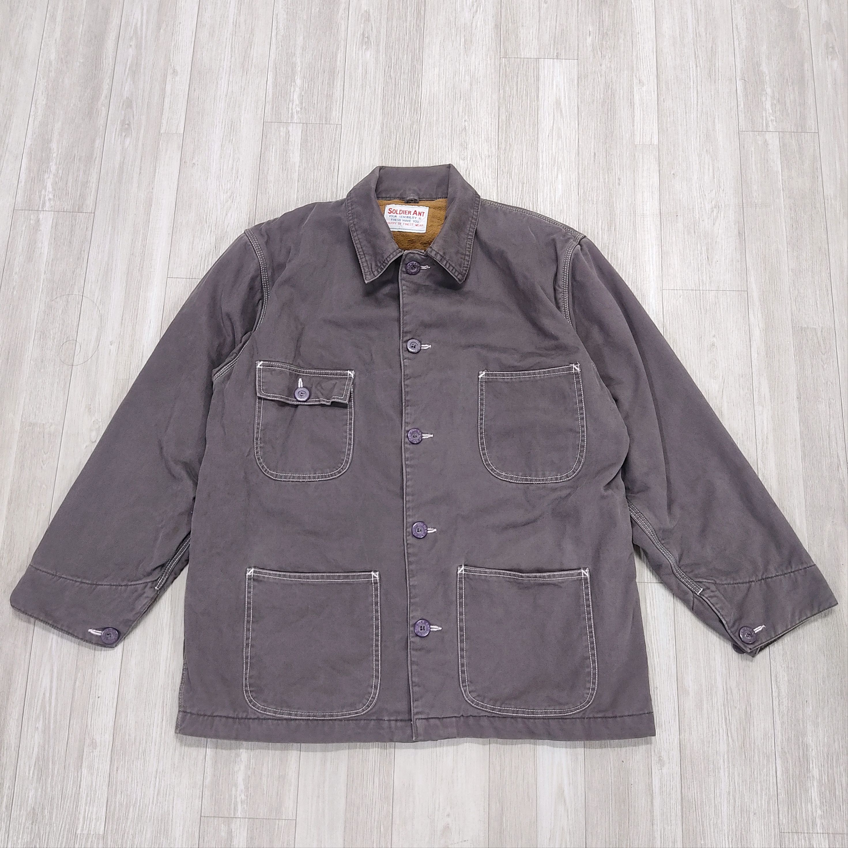 Japanese Brand SPIDER ANT Lined Chore Jacket Kapital Inspired Size US M / EU 48-50 / 2 - 2 Thumbnail