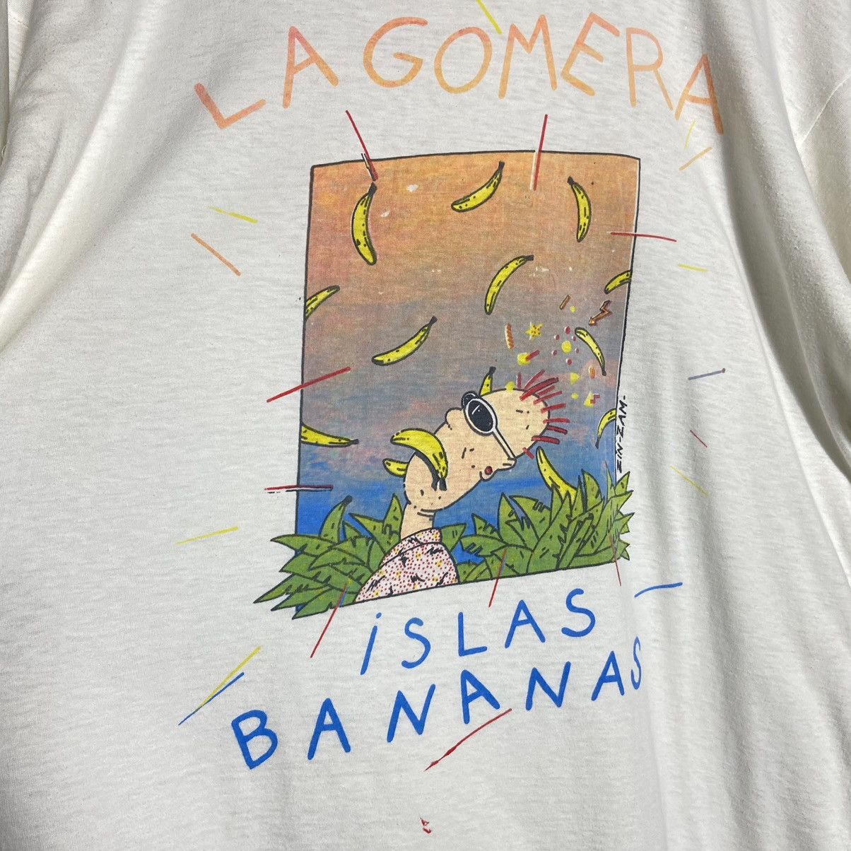 Vintage Vintage 90s Punk LA GOMERA ISLAS Bananas Parody T-Shirt Size US XL / EU 56 / 4 - 2 Thumbnail