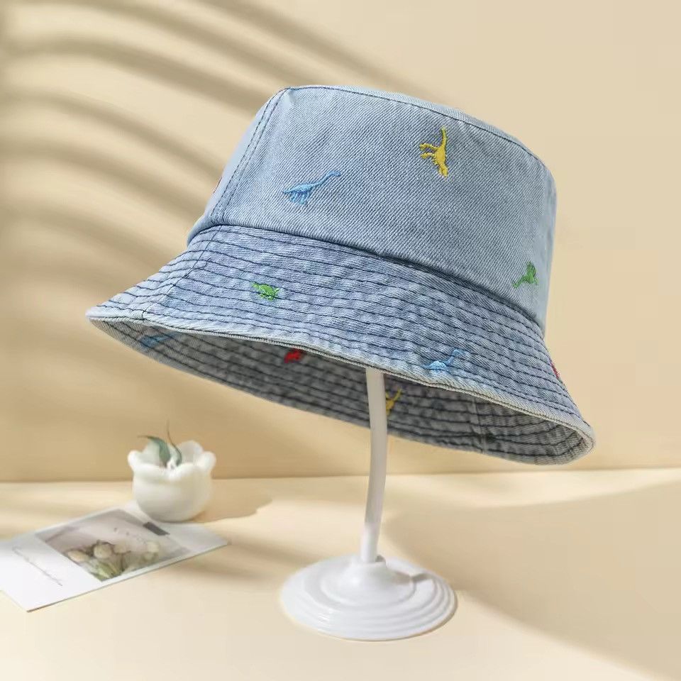 Japanese Brand 🦖 Denim Bucket Hat w/ Colorful Dinosaur Size ONE SIZE - 2 Thumbnail
