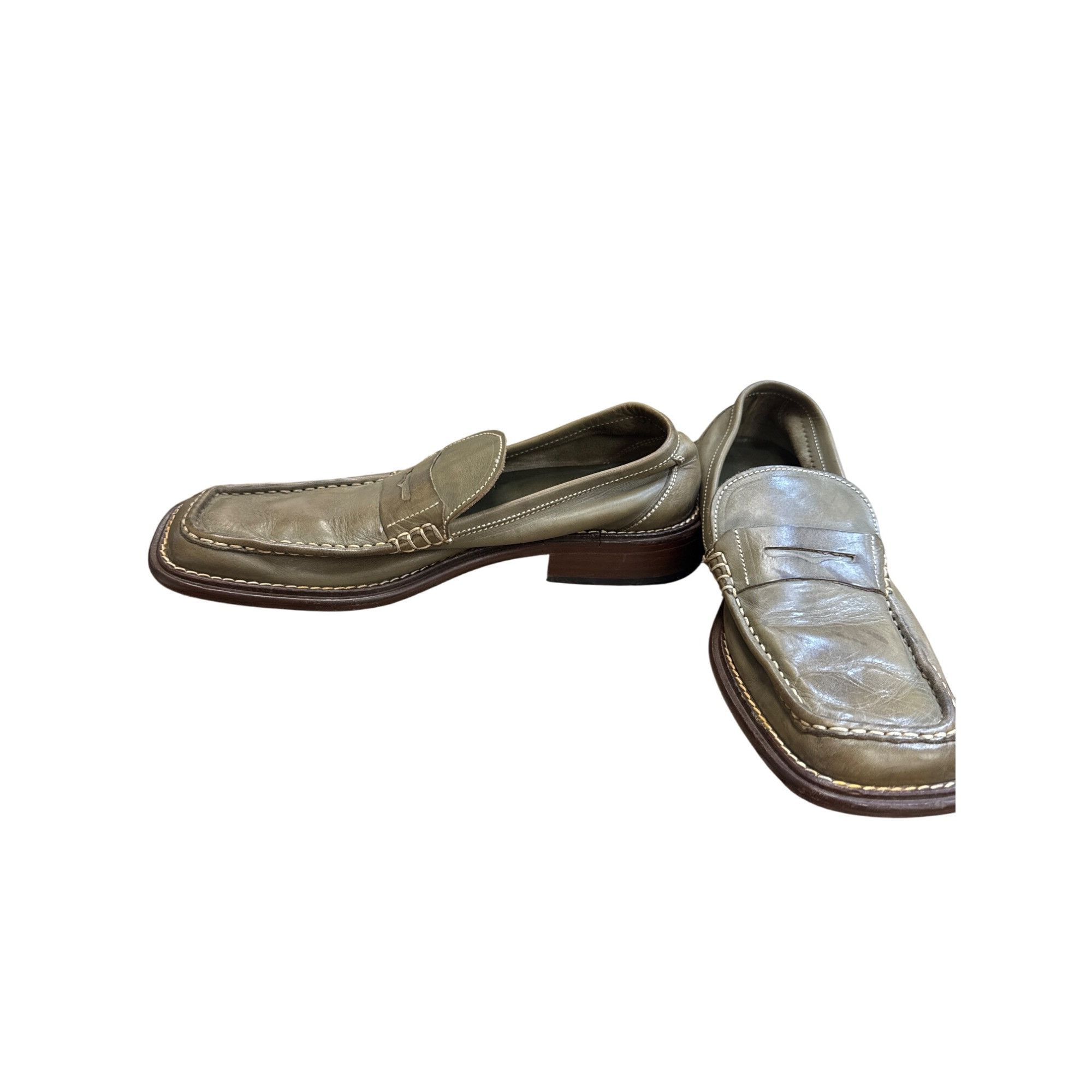 Designer Jonathan Made In Italy Leather Slip-On Green Loafers Shoes S Size US 9 / EU 42 - 3 Thumbnail