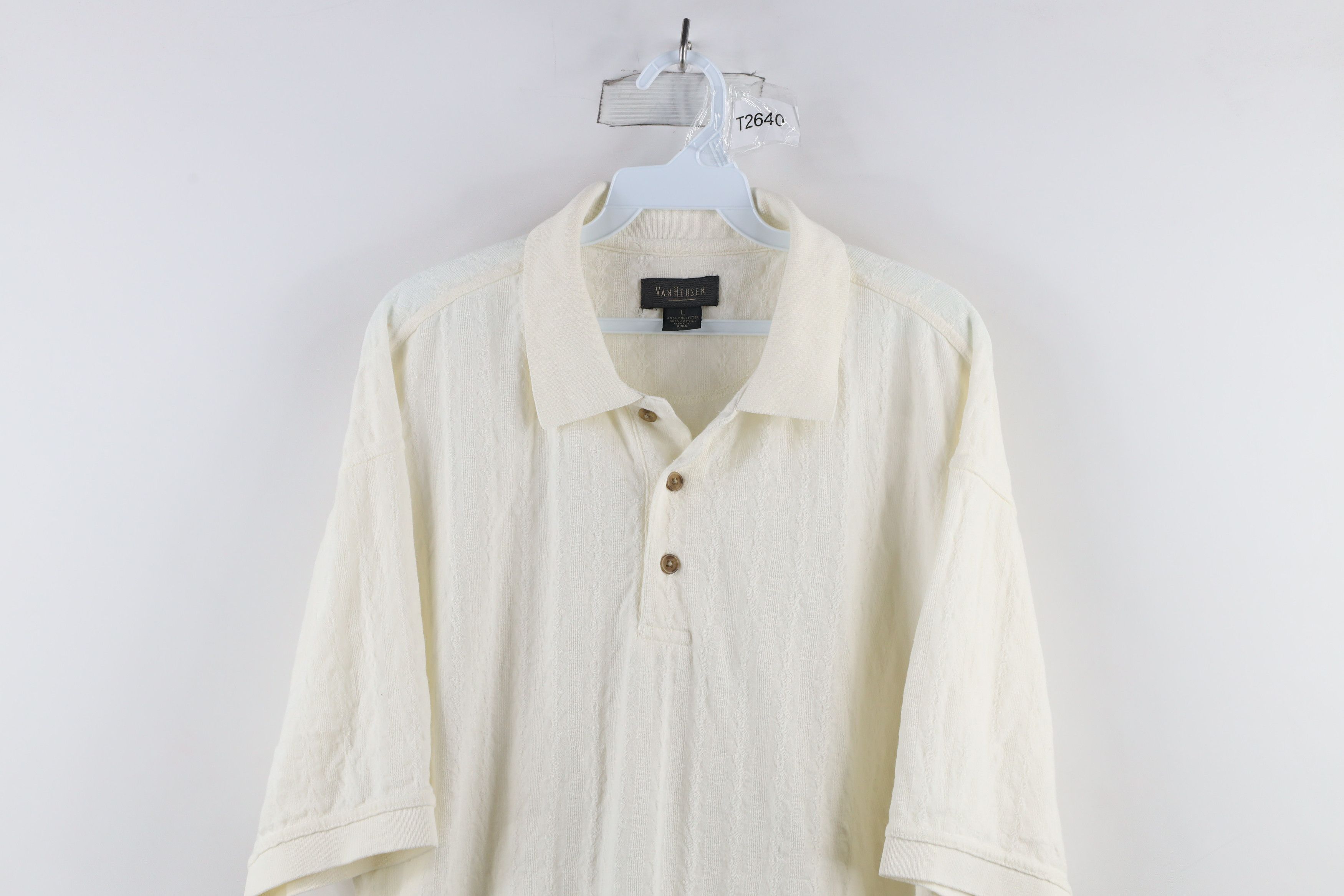 Vintage Vintage 90s Streetwear Ribbed Knit Collared Golf Polo White Size US L / EU 52-54 / 3 - 2 Thumbnail