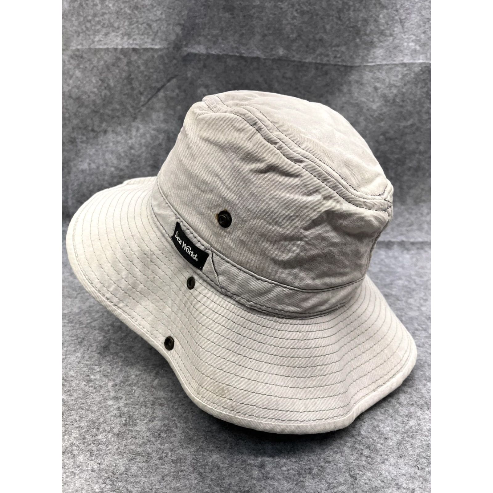 Vintage Sea World Mens Boonie Hat Wide Brim Beige Outdoor Summer Casual Travel Twill 7 1/4 M Hat Size ONE SIZE - 5 Thumbnail
