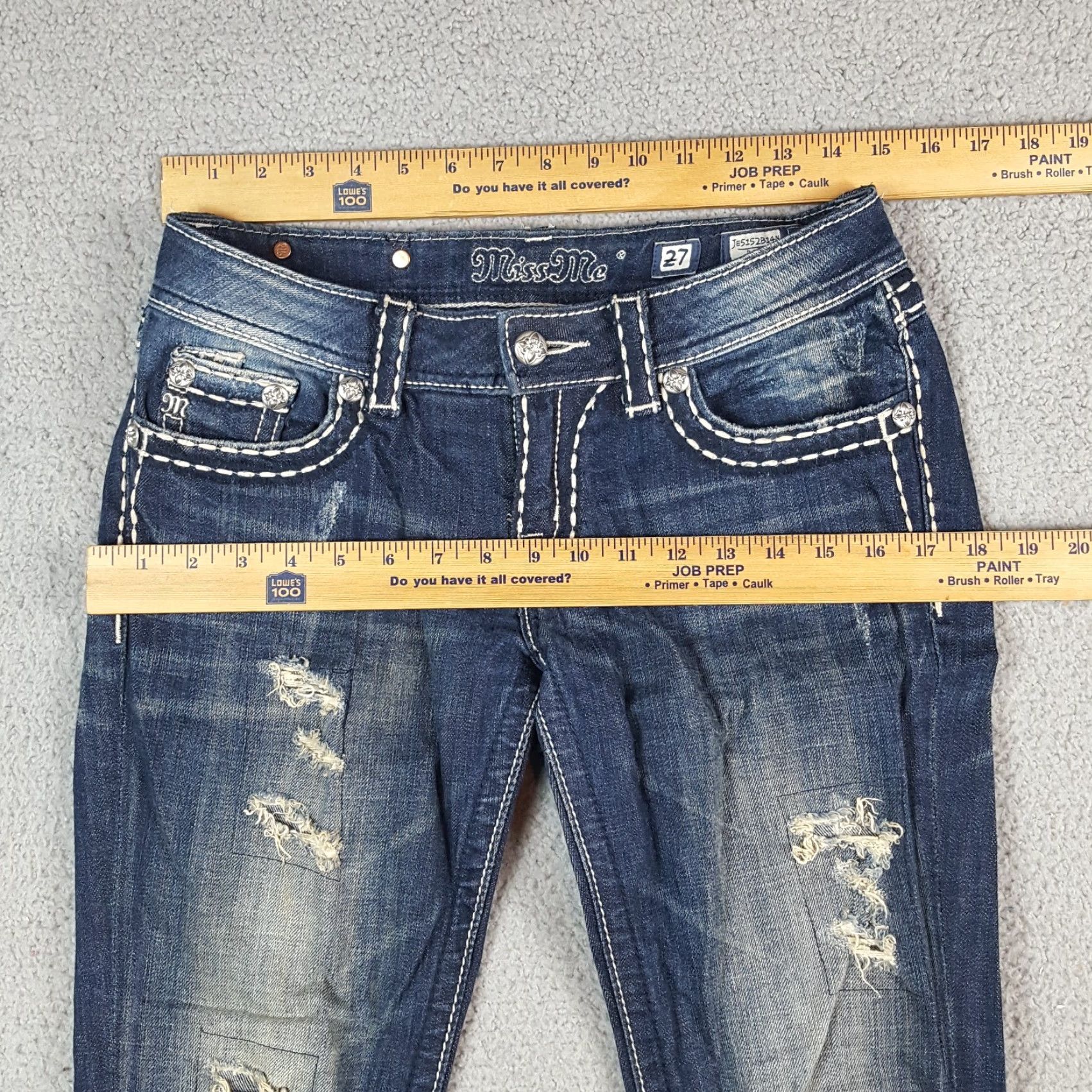 Miss Me VINTAGE Miss Me Denim Jeans Bootcut 27 30"x28" Blue Regular WOMEN 5-Pocket Distressed Y2K Retro 90s Bohemian Rock Size 27" / US 4 / IT 40 - 6 Thumbnail
