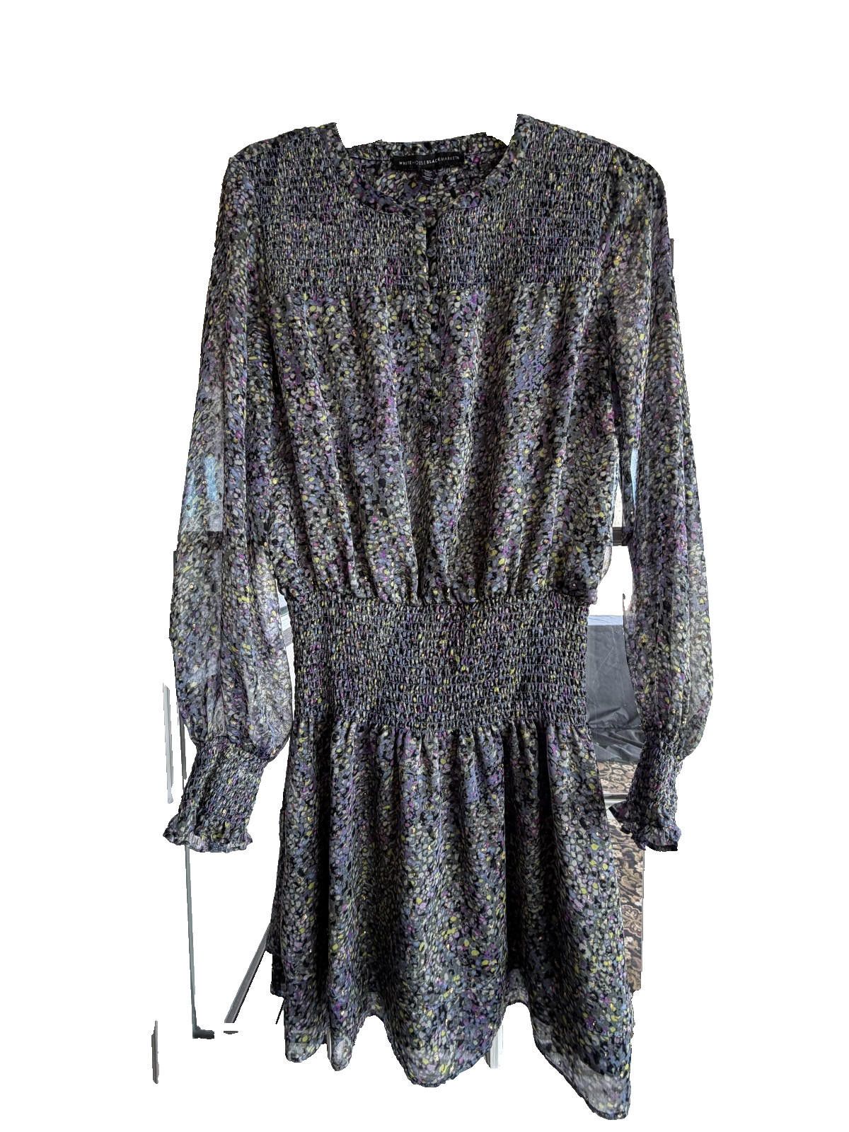 Other WHBM Pointillism Blouson Dress Long Sleeves S Metallic Size S / US 4 / IT 40 - 1 Thumbnail