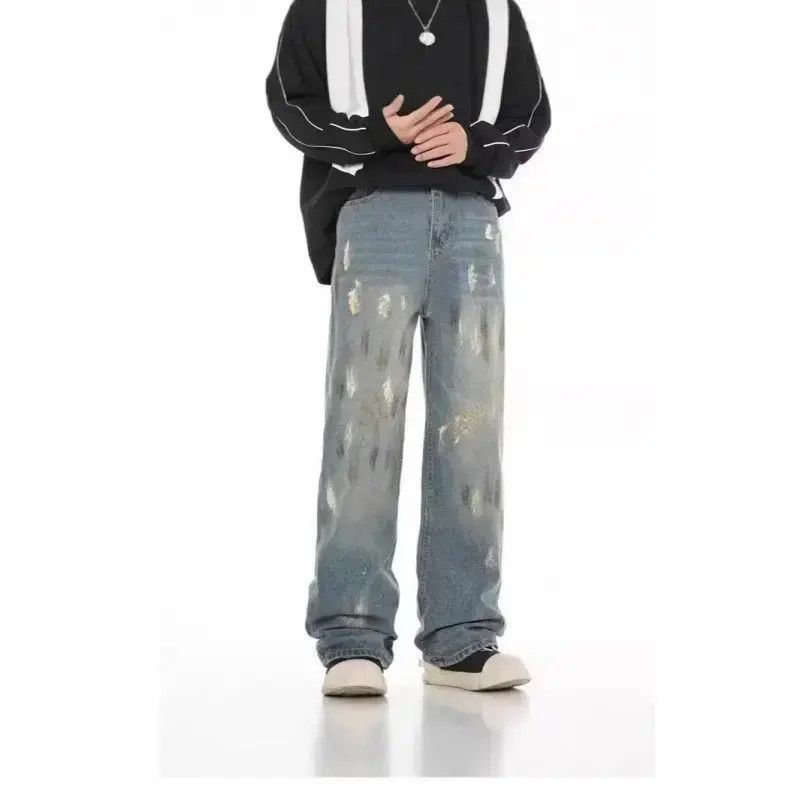 Japanese Brand Retro loose high street splashed graffiti jeans Size US 32 / EU 48 - 5 Thumbnail