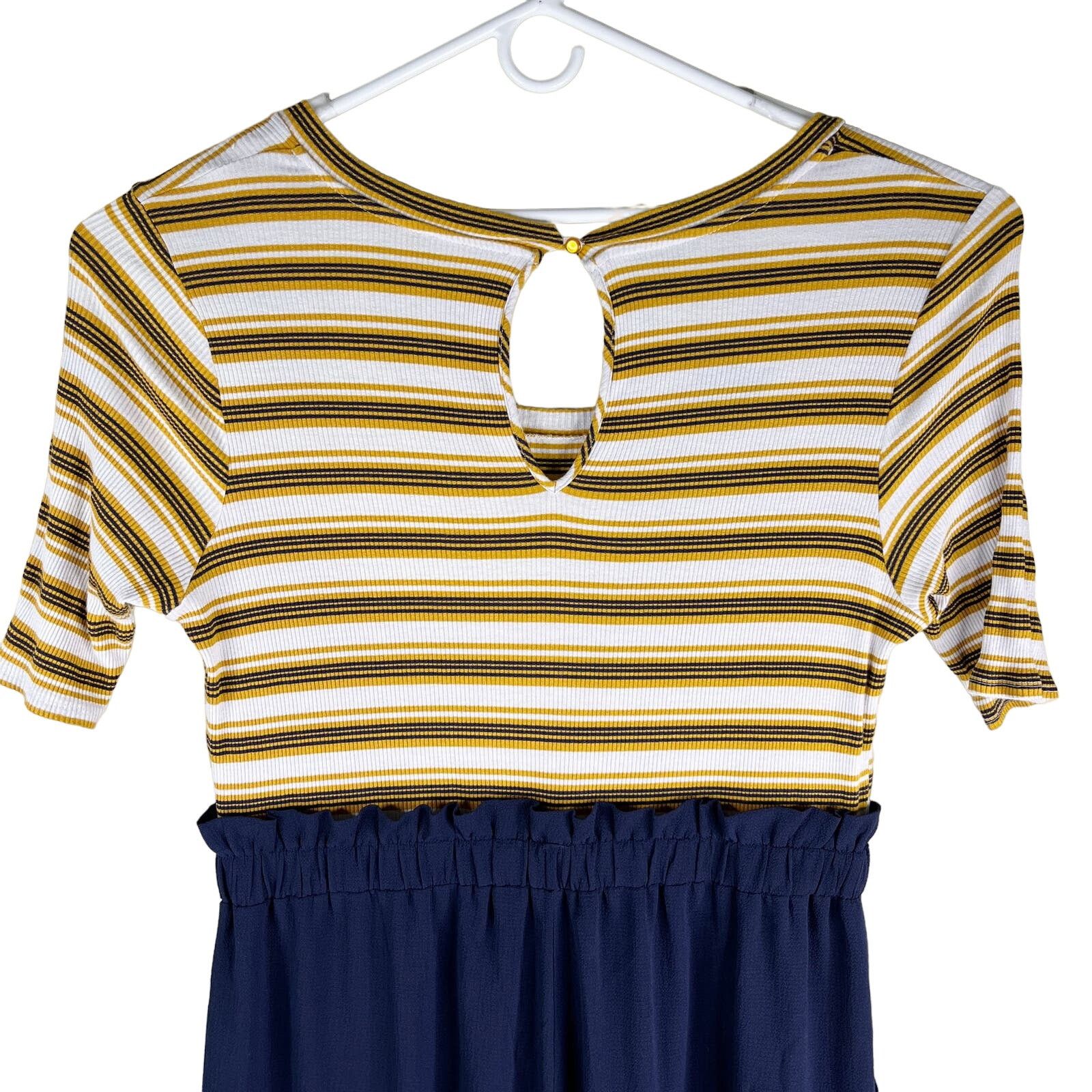 Other Monteau Jumpsuit 2X Navy Yellow Stripes SS Stretch Pockets Size 42" / US 20 - 4 Thumbnail