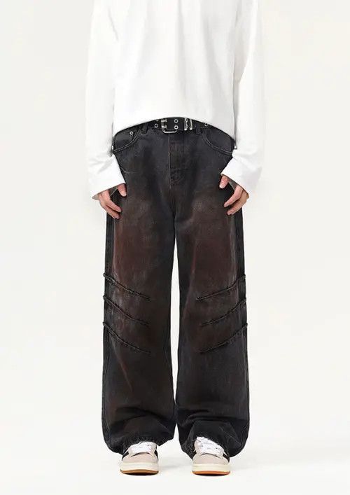 Japanese Brand × Jean Pants baggy jeans wrinkle scratch dirty wash men's jeans Size US 32 / EU 48 - 2 Thumbnail