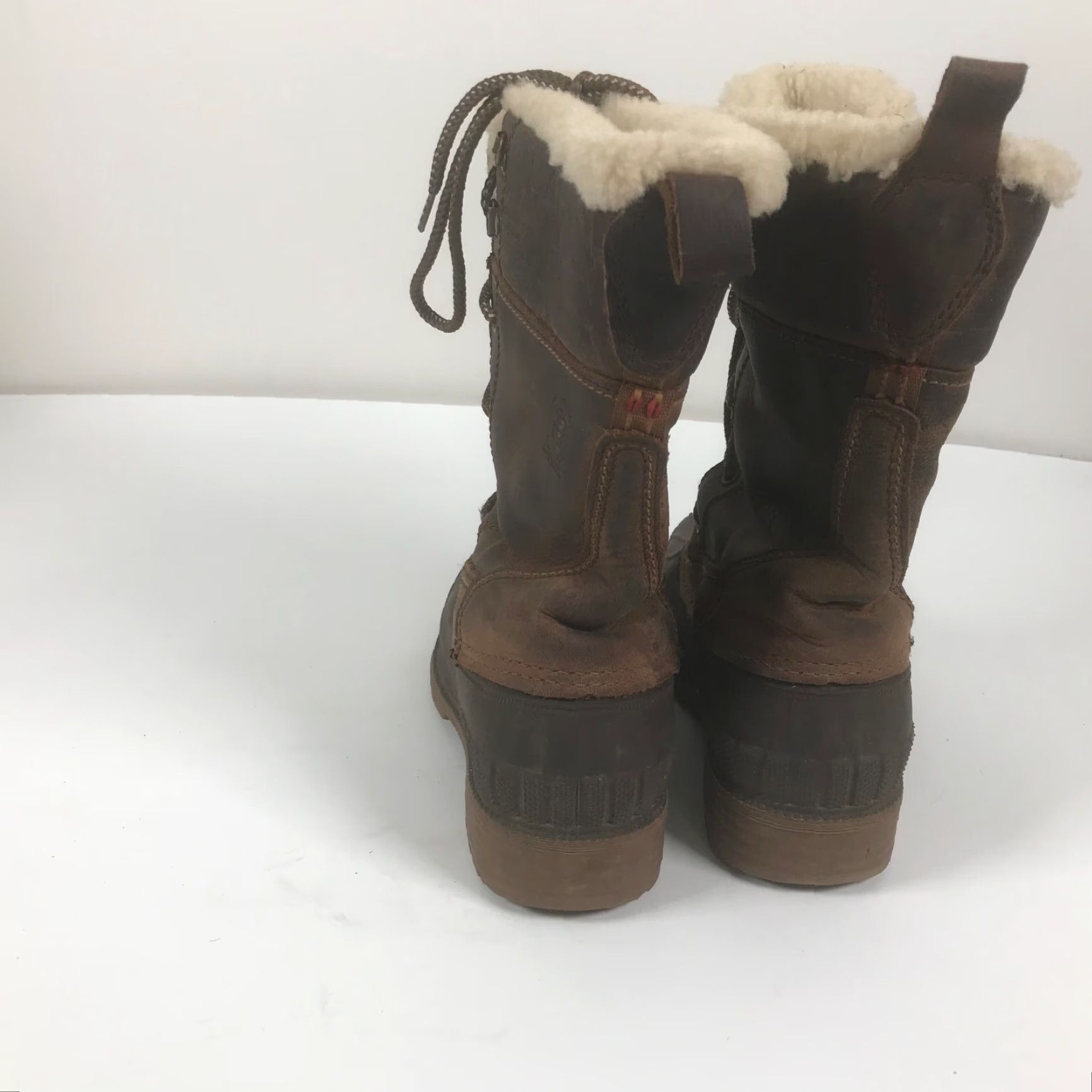 Vintage Kamik Siennah Womens Boot Brown Leather Lace Up Mid-Calf Faux Fur Lined Waterproof Non-Slip 3M Thinsulate Winter Boots 8 M Women Size M / US 6-8 / IT 42-44 - 3 Thumbnail