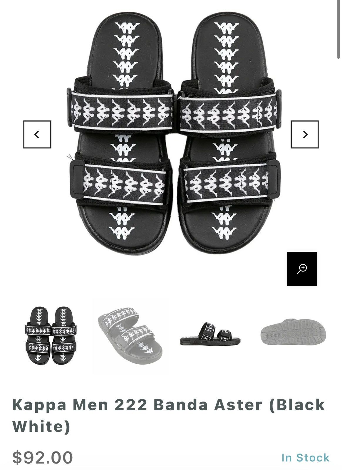 Kappa Black Kappa Slides- Banda Aster (Black White) Size US 9 / EU 42 - 4 Thumbnail