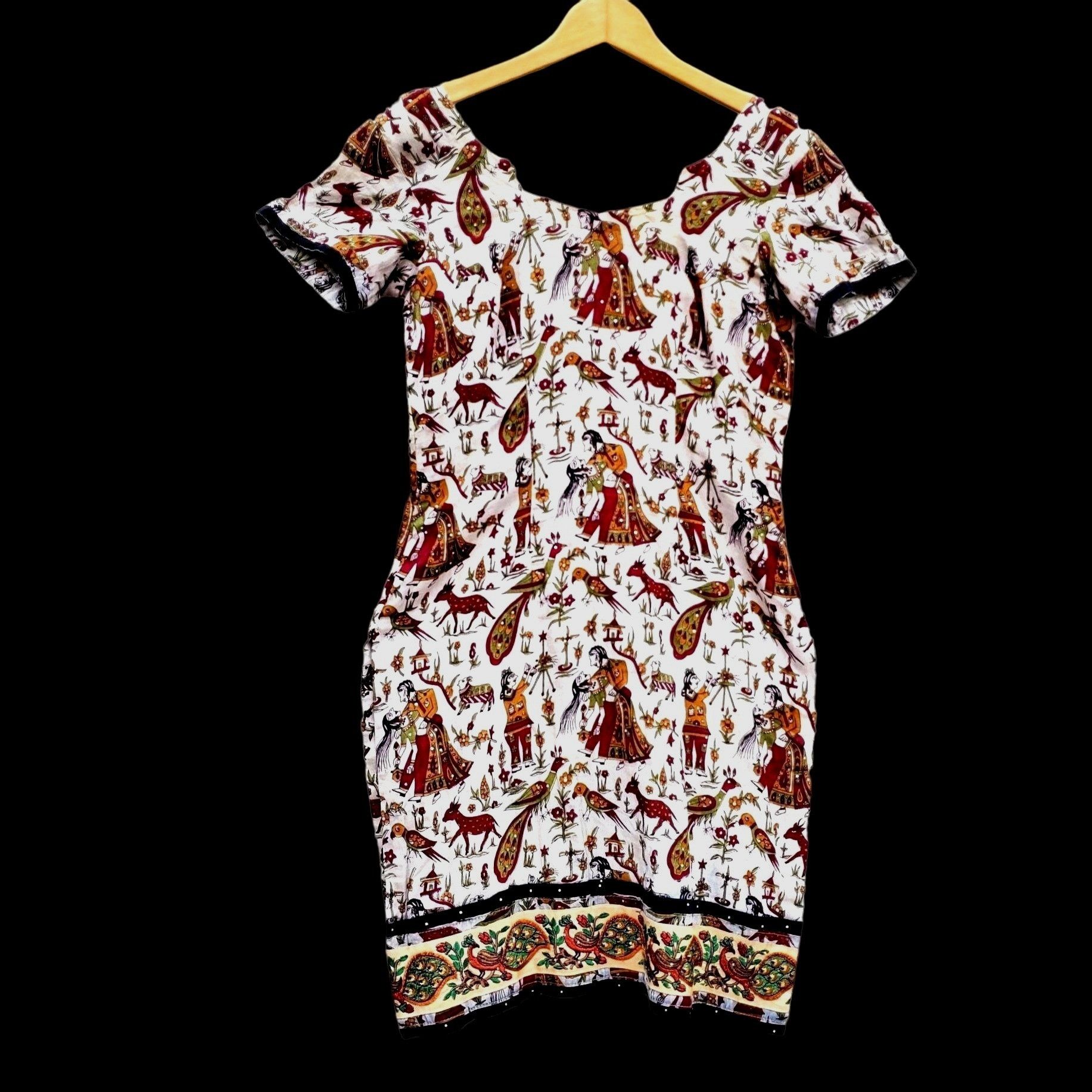 Vintage Bollywood Tunic Dress Indian Cotton Kameez S Peacock Festiva Size S / US 4 / IT 40 - 1 Thumbnail