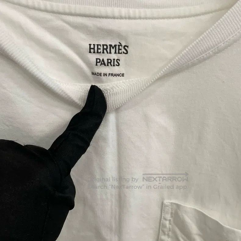 Hermes Hermes White embroidered pocket T-shirt Size XXS / US 00 / IT 34 - 3 Thumbnail