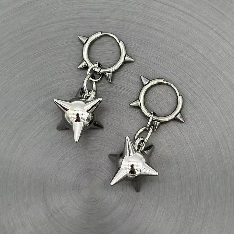 Vintage Gothic Spiky Ball Hoop Dangle Earrings Size ONE SIZE - 1 Thumbnail