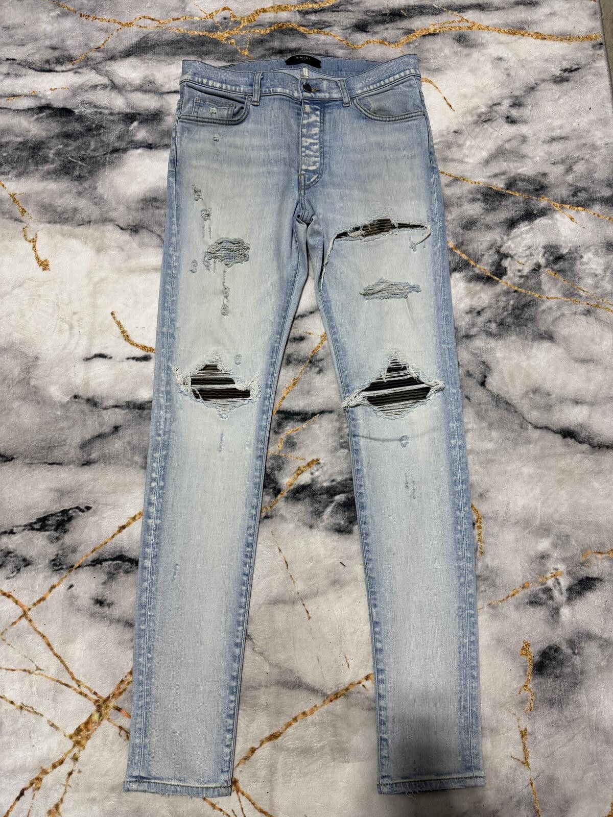 Amiri Amiri MX1 Green/Grey Camo Patch Indigo Denim - Sz34 Size US 34 / EU 50 - 1 Thumbnail