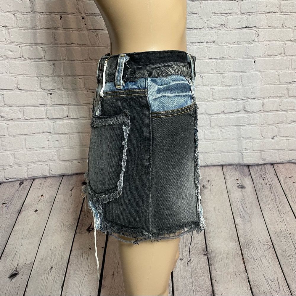 Other New Carmar Denim Two Tone Black Blue Mini Skirt Size S Size 27" / US 4 / IT 40 - 2 Thumbnail