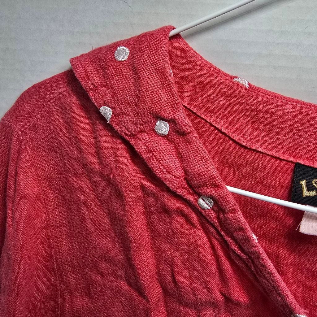 The Unbranded Brand Women's Liz & Jane Red Linen Button Down Shirt L Size L / US 10 / IT 46 - 3 Thumbnail