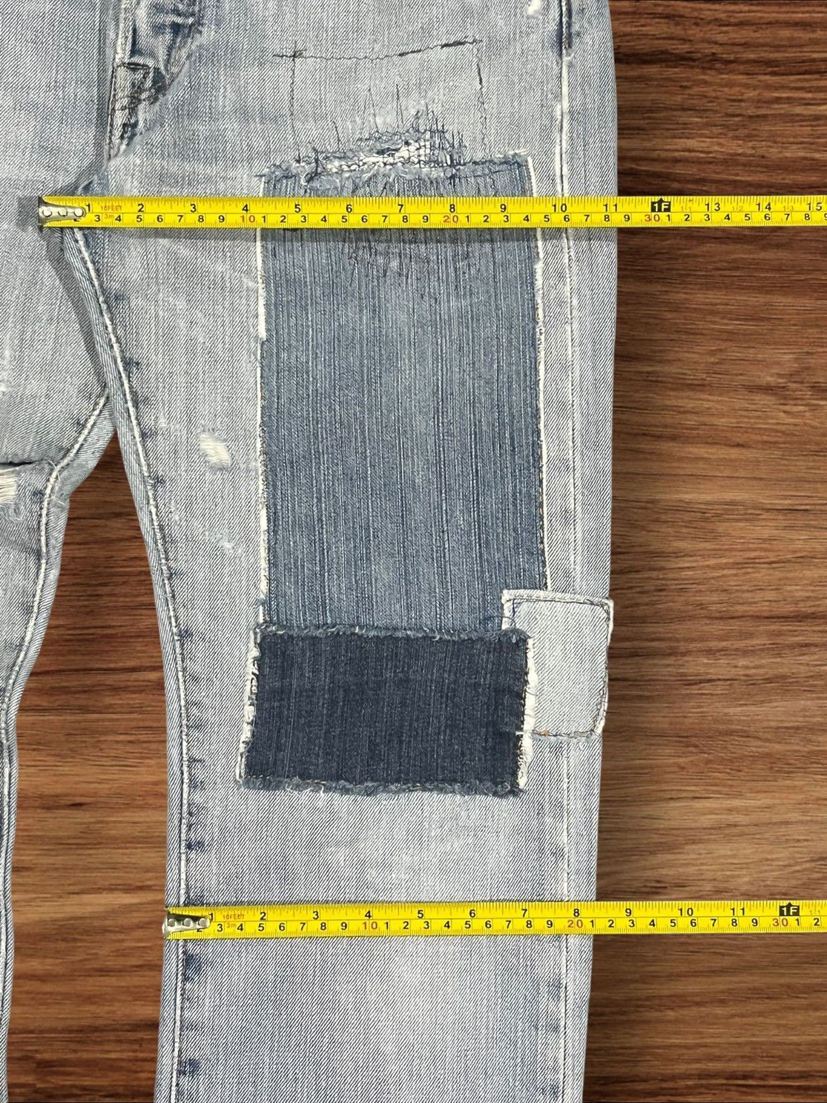 Levi's Vintage Levi’s 501 Sashiko Patchwork Light Blue Washed Jeans Size US 31 - 17 Thumbnail