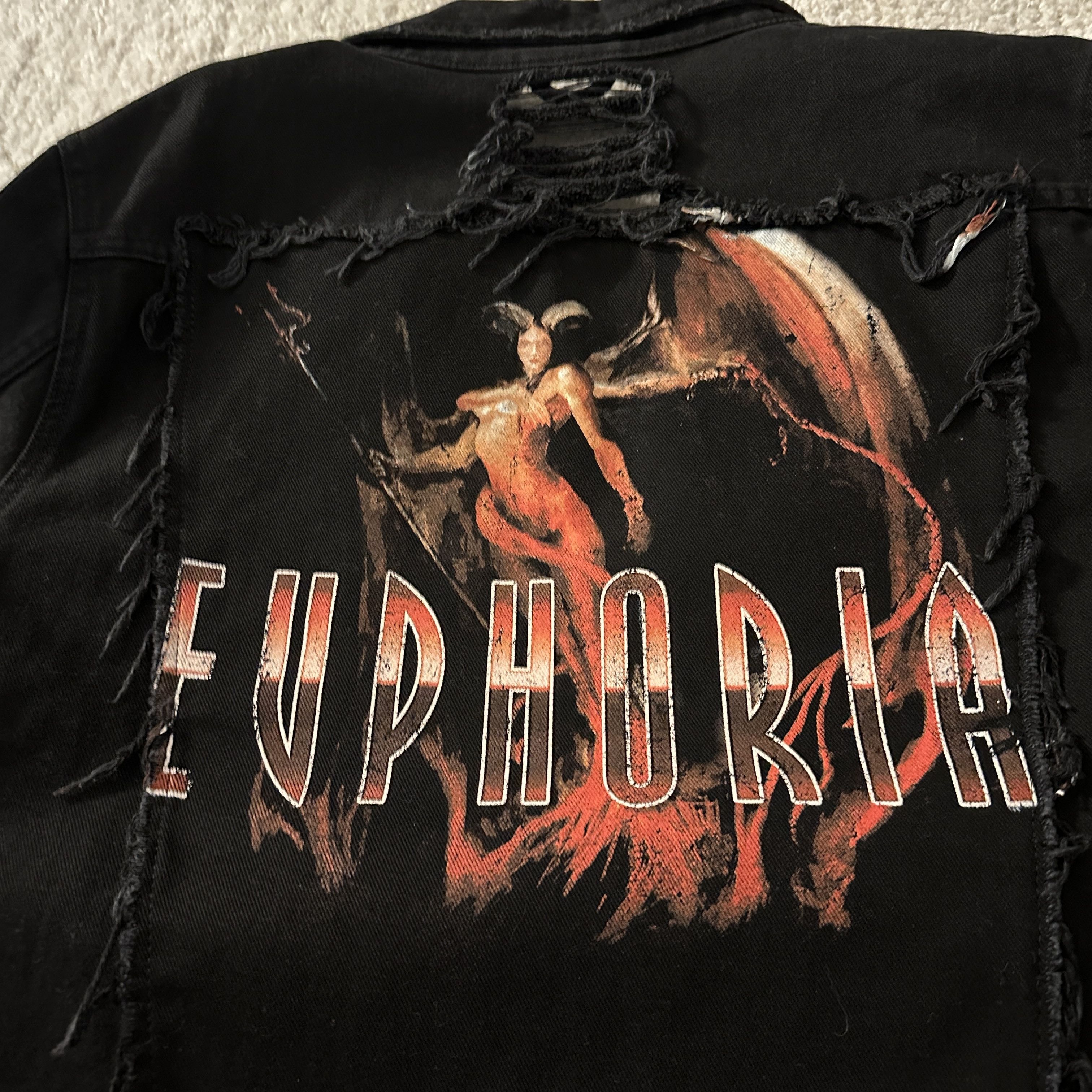 Misbhv MISBHV "Euphoria" Distressed Black Denim Jacket Size US XL / EU 56 / 4 - 7 Thumbnail