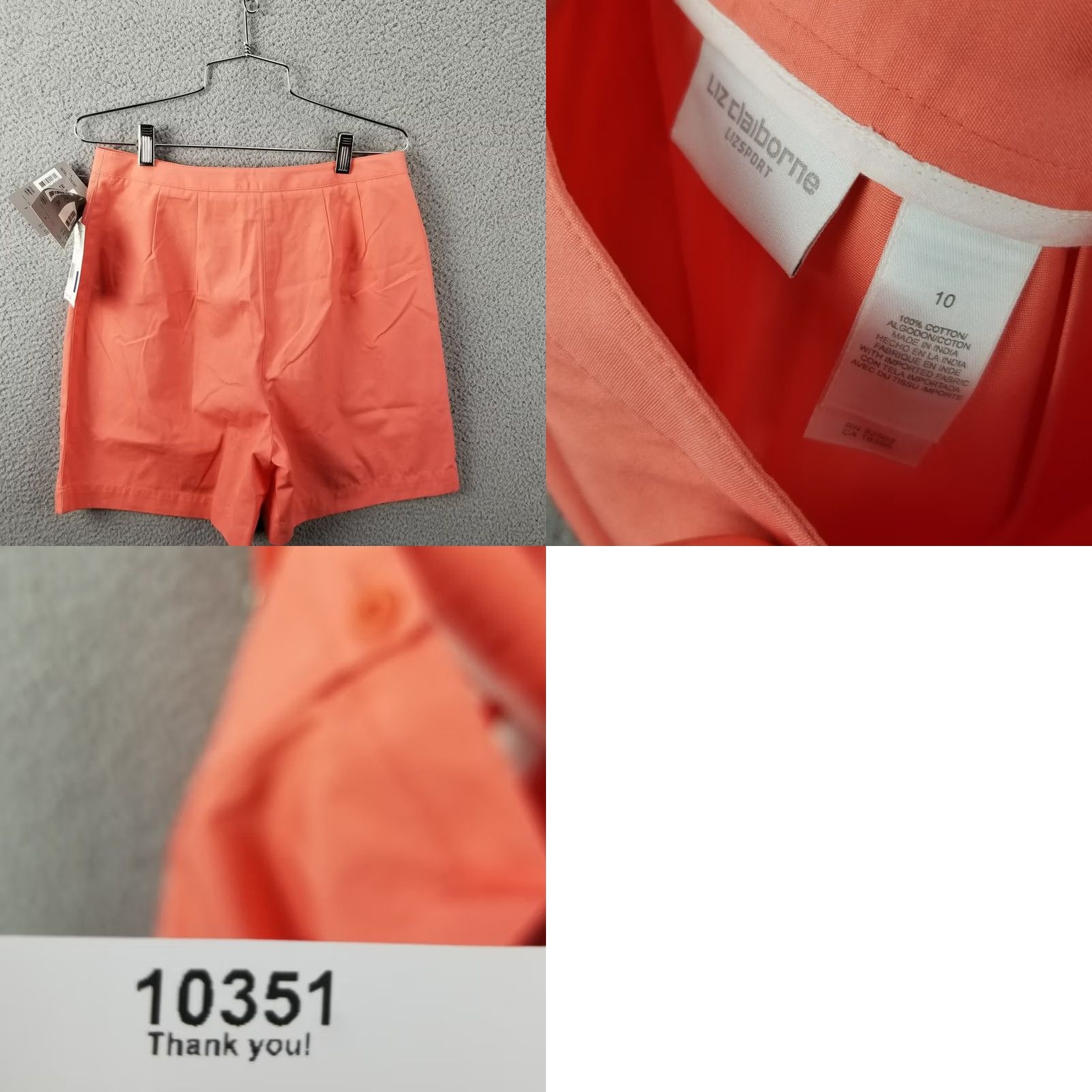 Liz Claiborne Liz Claiborne Lizsport Belted Casual Golf Shorts Sz 10 Pink NWT, 100% Cotton, Plaid, Belted, Casual, Golf, Women Size 32" / US 10 / IT 46 - 8 Thumbnail