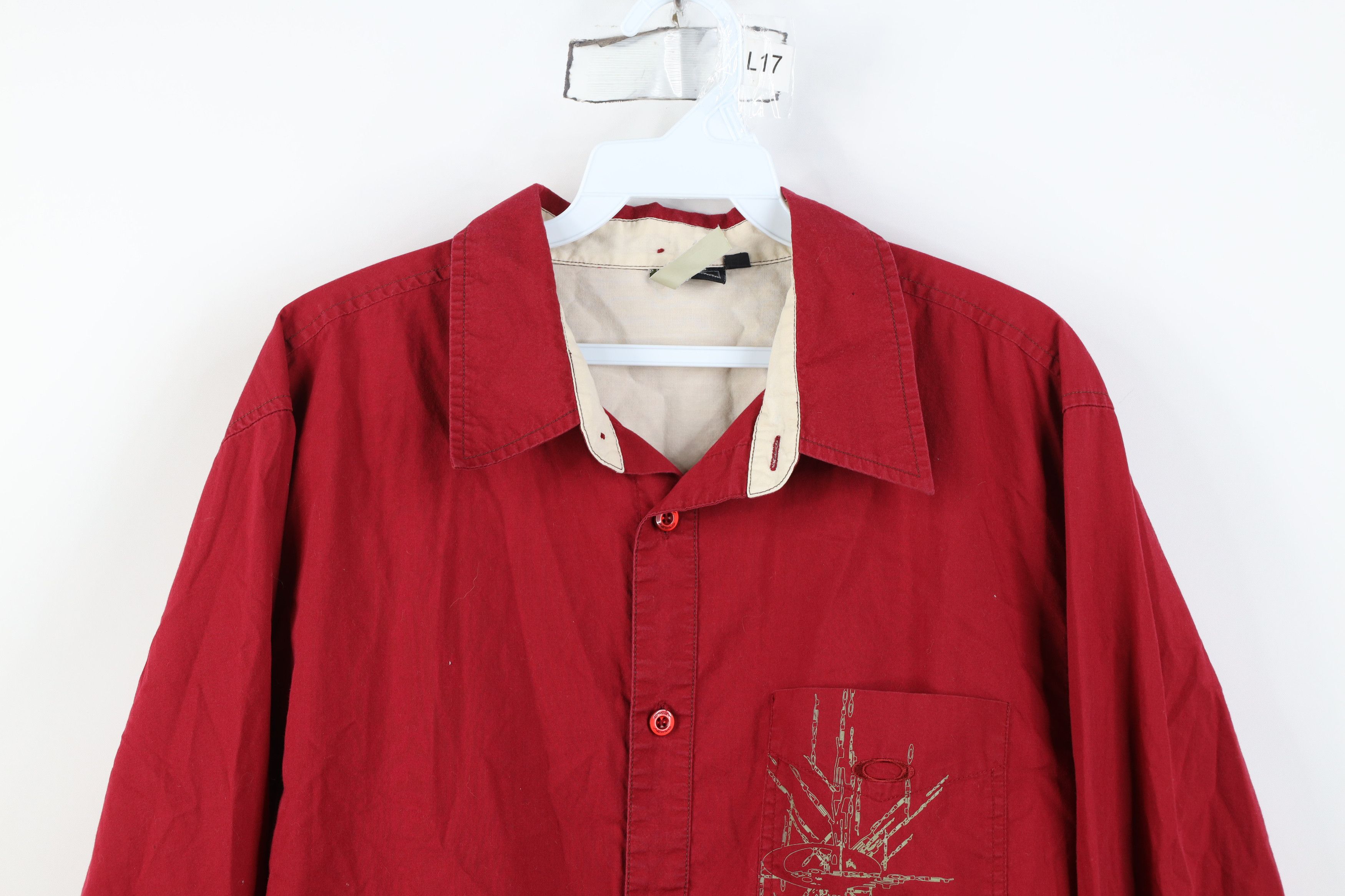 Oakley Vintage Y2K Oakley Shatter O Logo Collared Button Shirt Size US L / EU 52-54 / 3 - 2 Thumbnail
