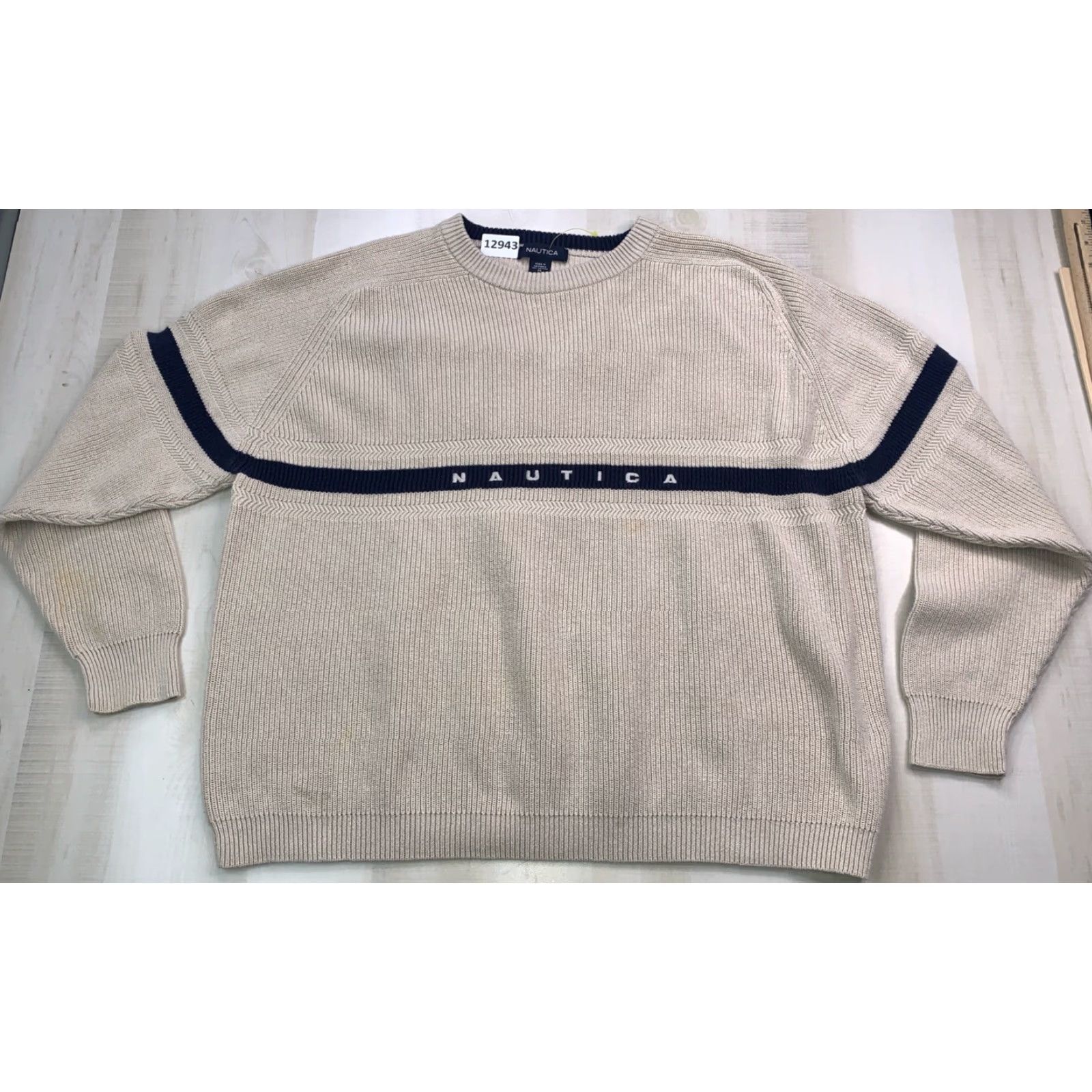 Nautica VINTAGE Nautica Knit Sweater Mens Crew Neck Striped Logo Short Sleeve? Size US M / EU 48-50 / 2 - 3 Thumbnail