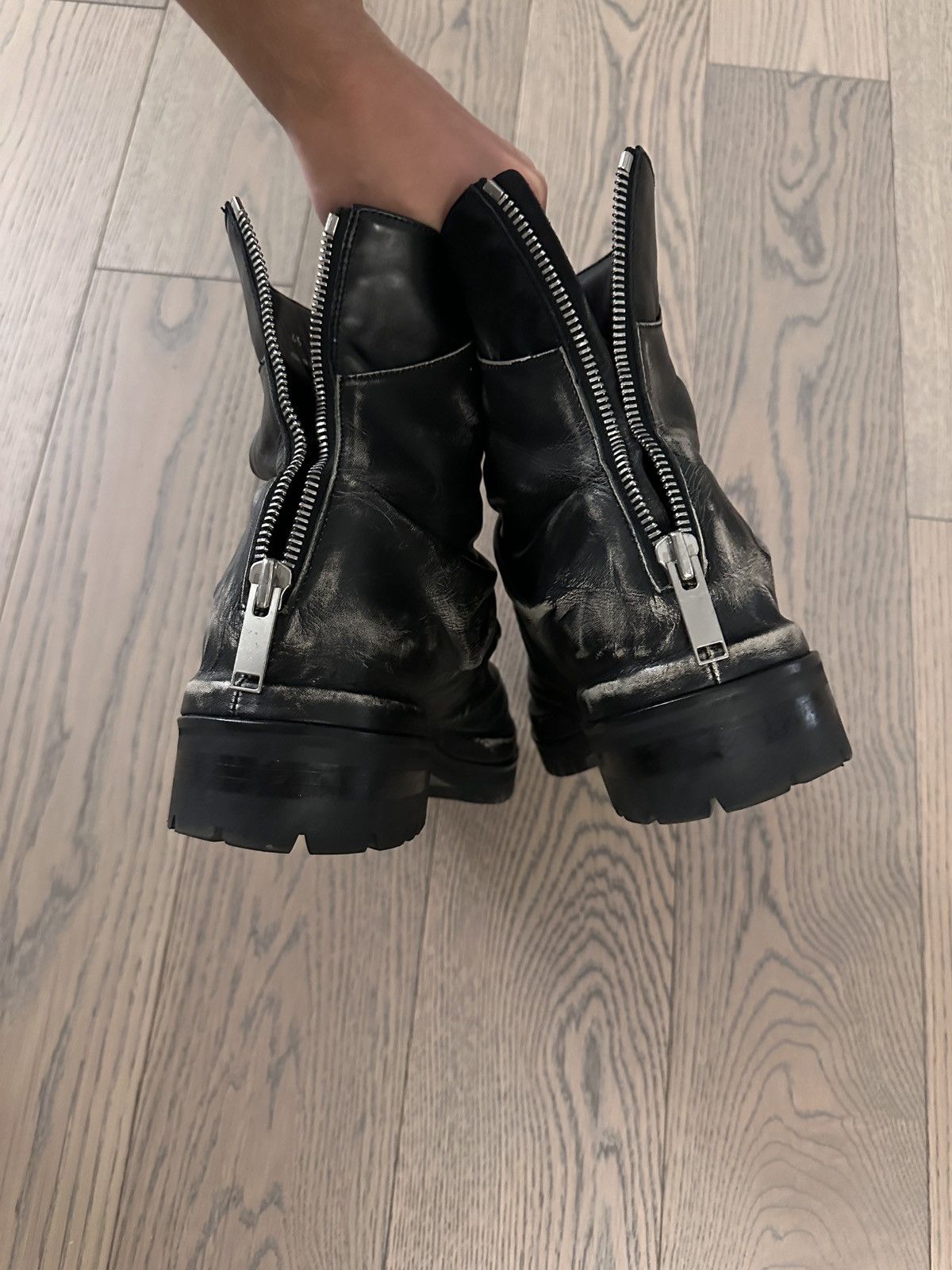 424 424 Marathon Distressed Black Leather Boots size 12 Size US 12 / EU 45 - 4 Thumbnail