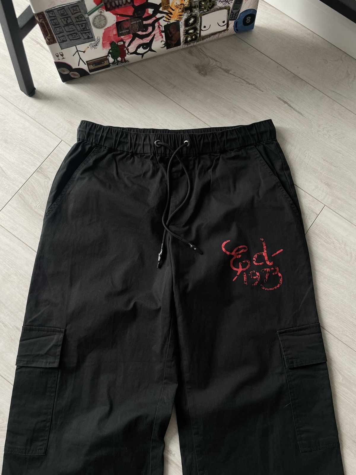 Ed Hardy Ed Hardy Y2K Japanese Cargo Baggy Pants 00's Black Big Logo Size 25" / US 0 / IT 36 - 6 Thumbnail