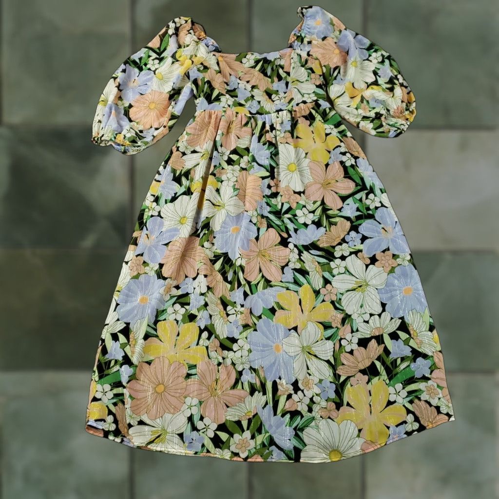 Pinko Sugarlips Dress XS Pink Floral 3/4 Sleeve Midi Balloon Sleeve V-Neck Womens XS Dress Size XS / US 0-2 / IT 36-38 - 1 Thumbnail