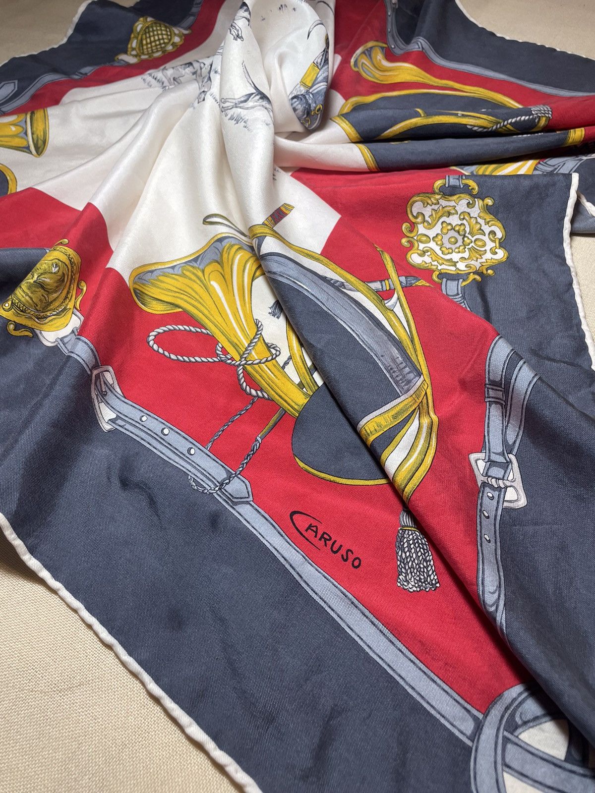 Caruso × Vintage Caruso hunting dog silk scarf Size ONE SIZE - 7 Thumbnail
