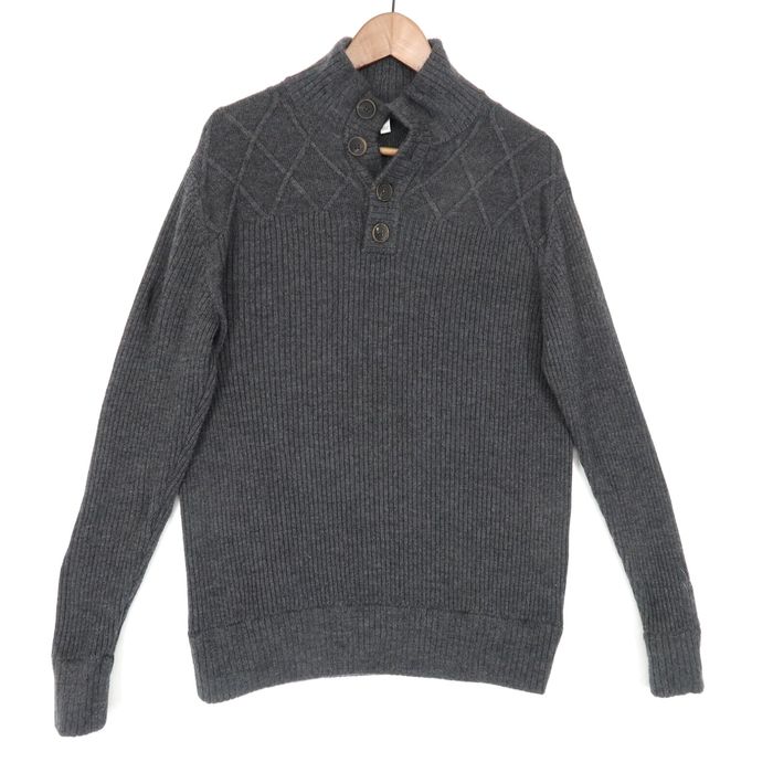 Vintage Ibex Merino Wool Button Mock Neck Sweater Mens Medium Gray ...